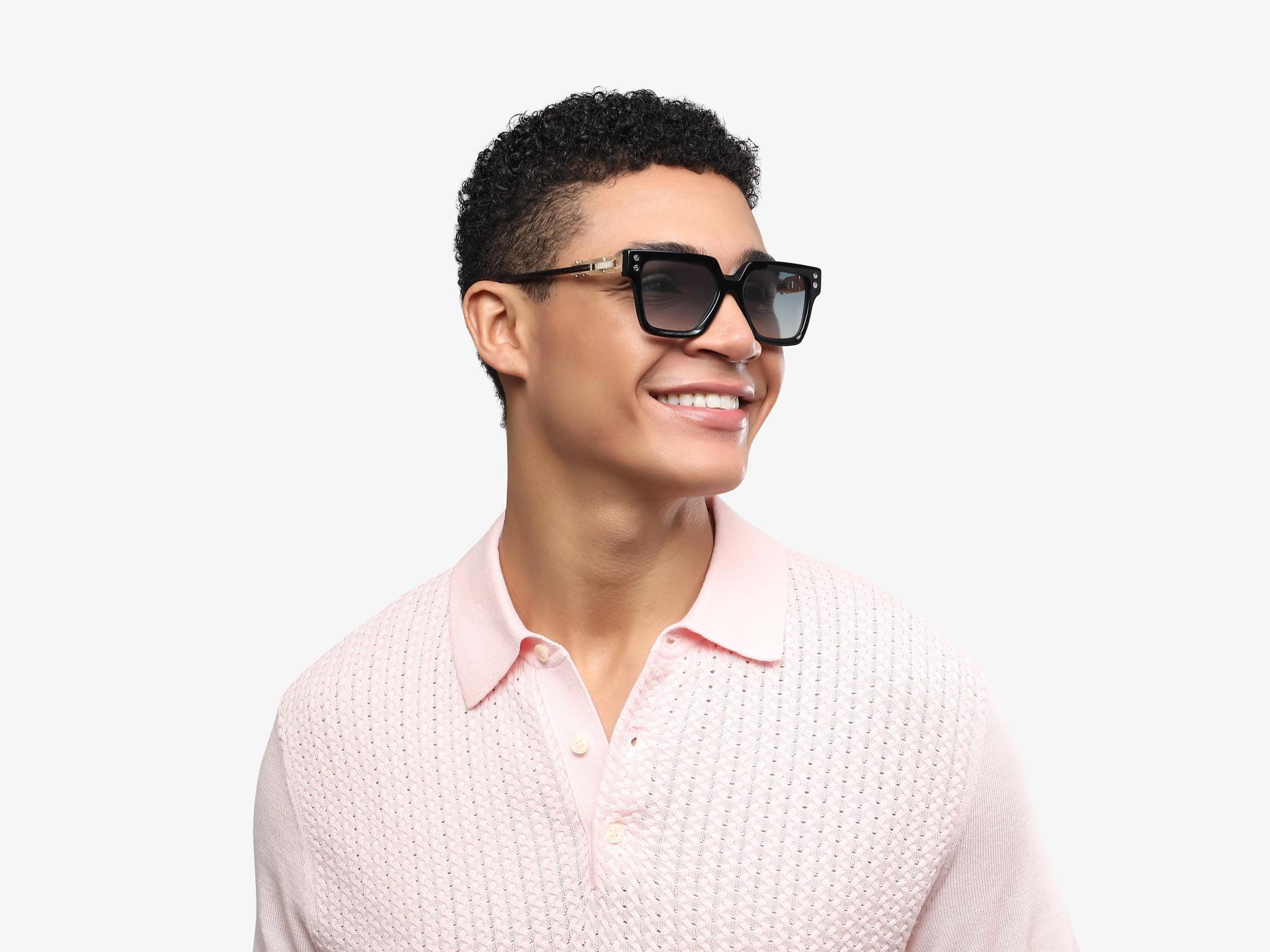 Oversized Black & Blue Frame With Blue Tint Sunglasses-1