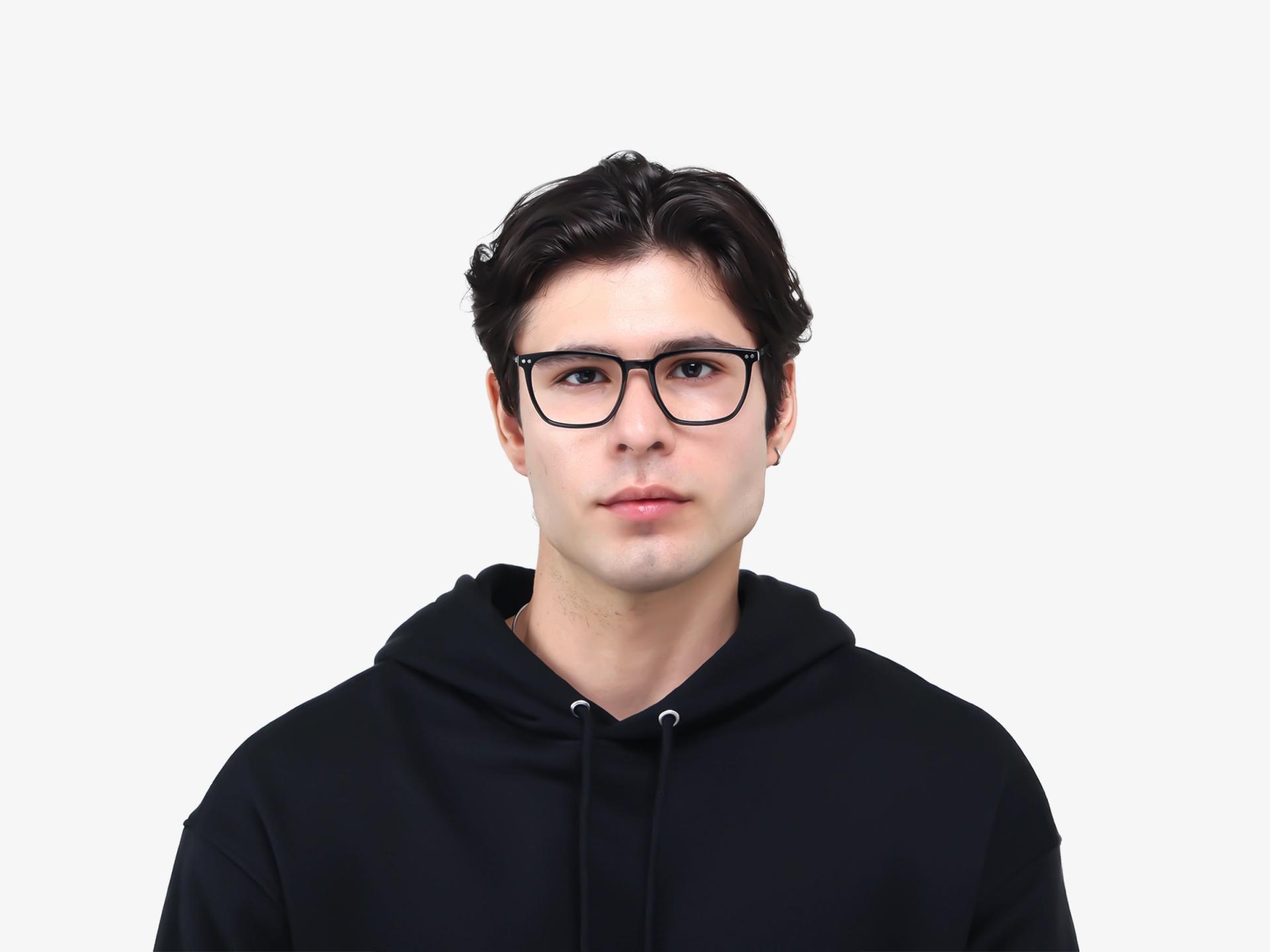 Black Square Fullrim Clip-On Glasses