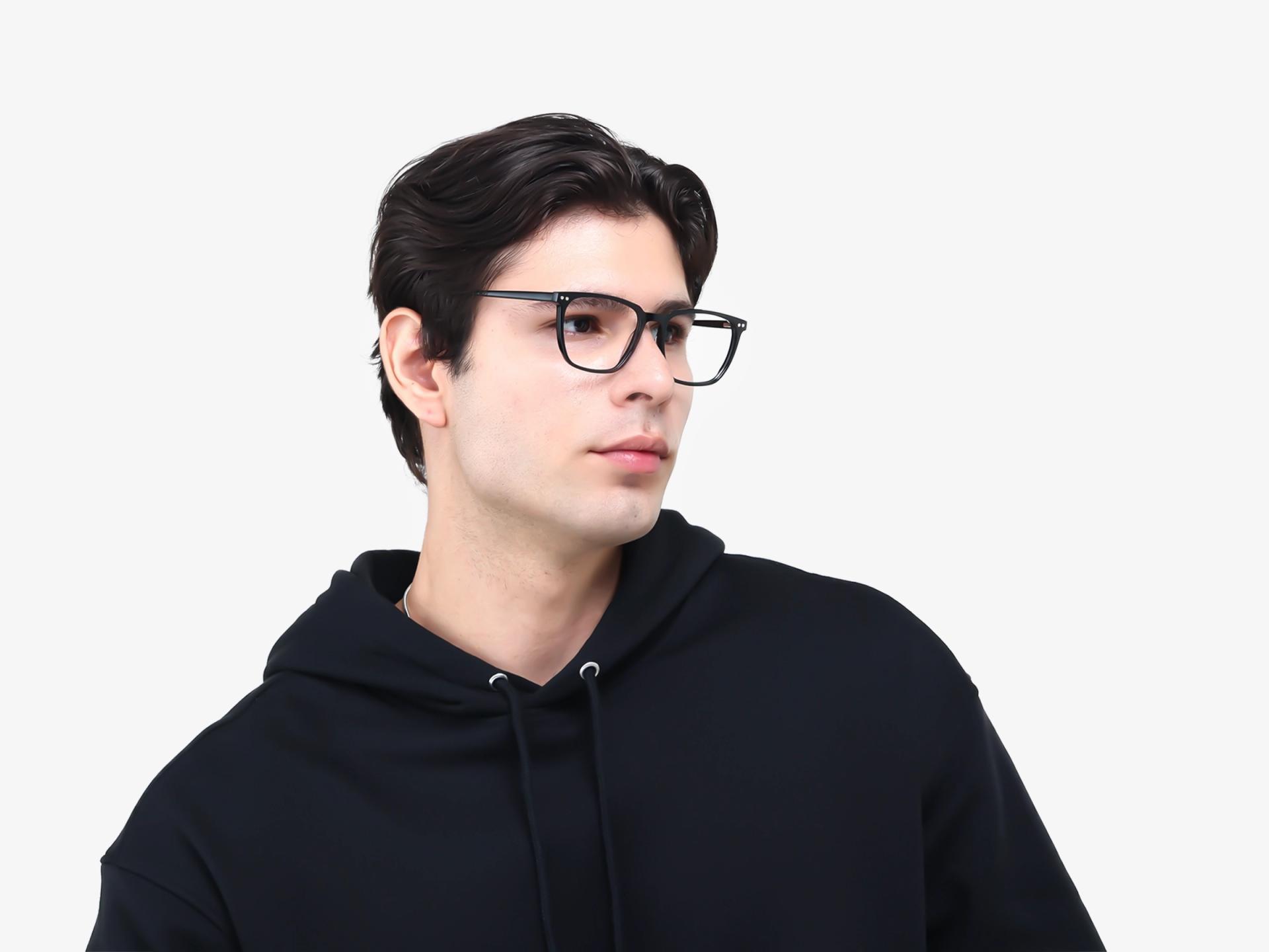 Black Square Fullrim Clip-On Glasses