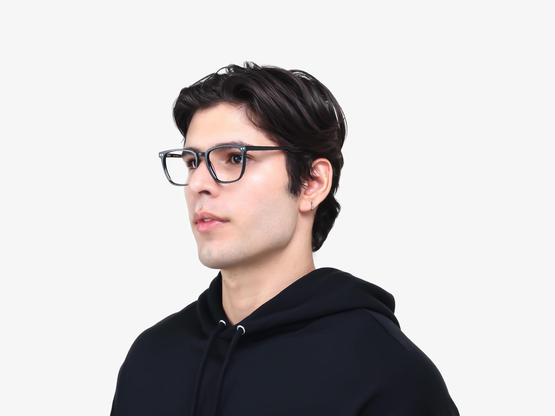 Black Square Fullrim Clip-On Glasses
