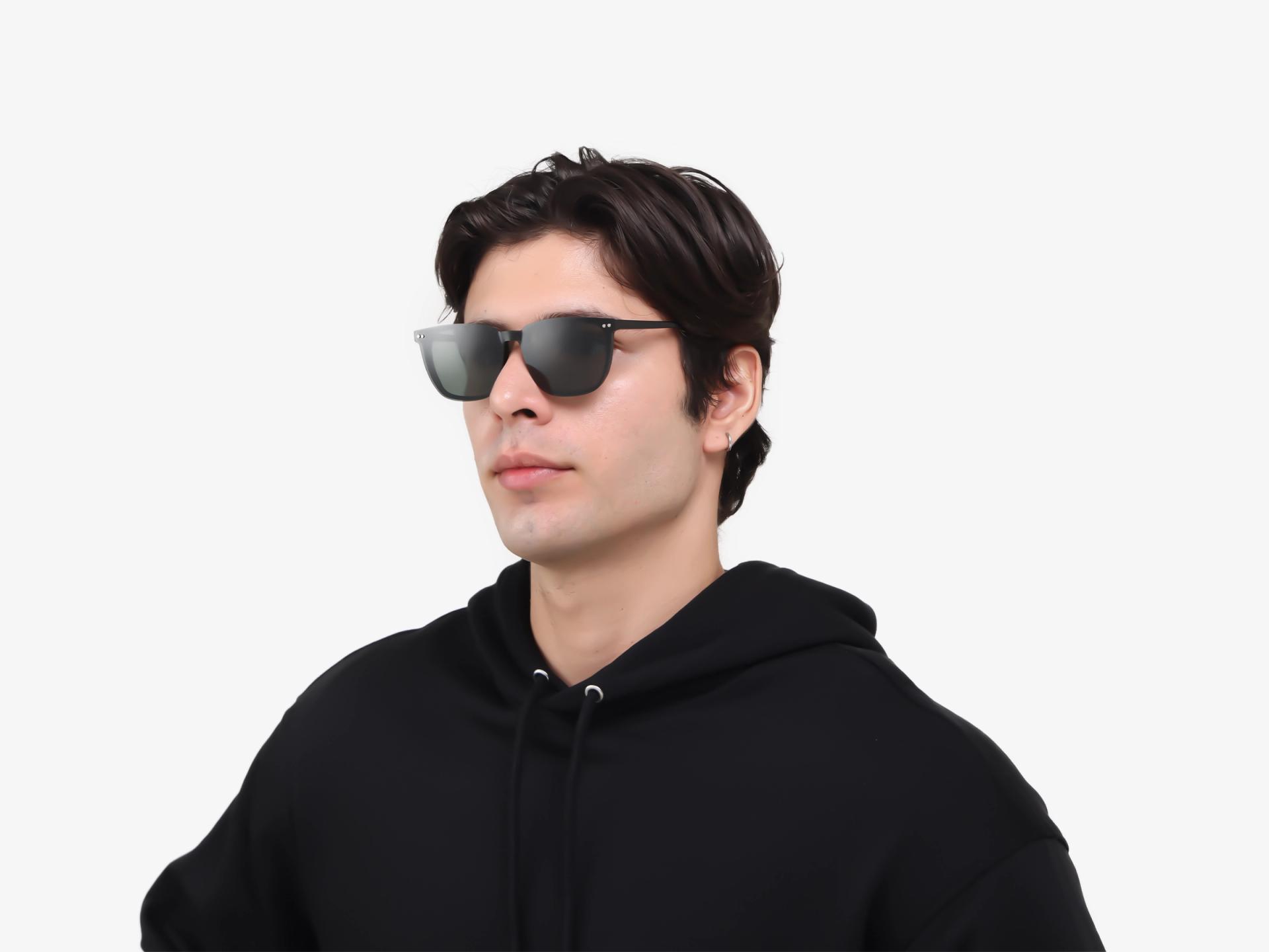 Black Square Fullrim Clip-On Glasses
