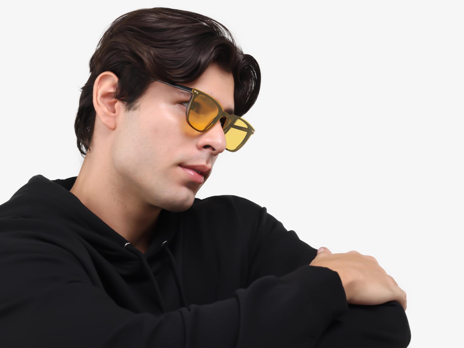 Black Square Fullrim Clip-On Glasses