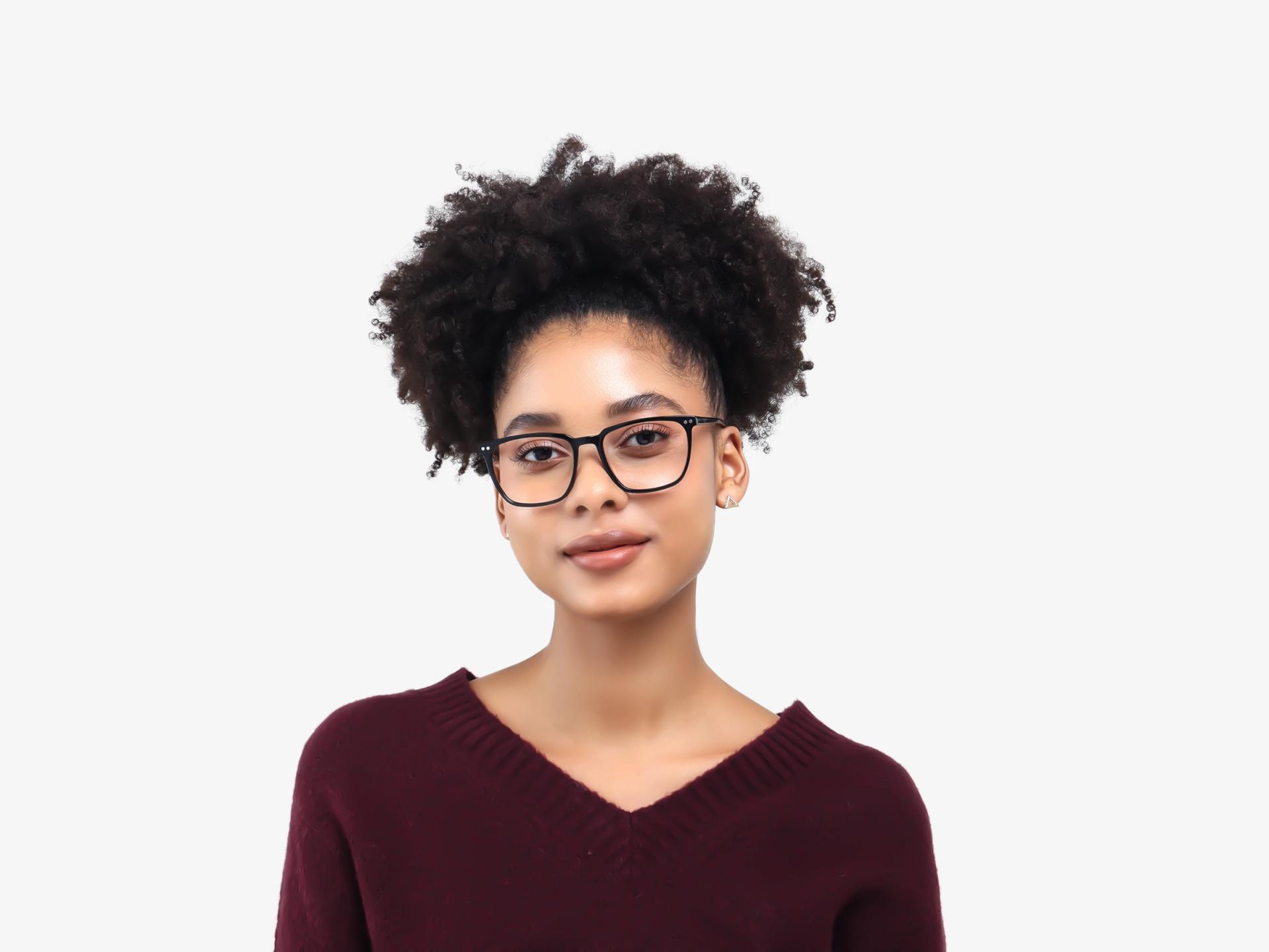 Black Square Fullrim Clip-On Glasses