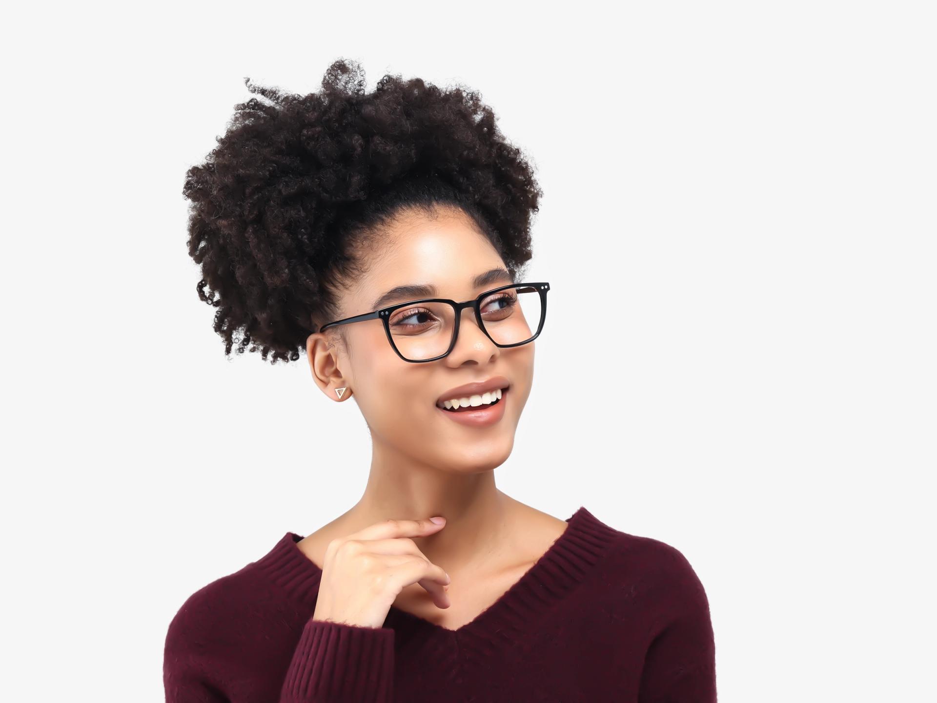 Black Square Fullrim Clip-On Glasses