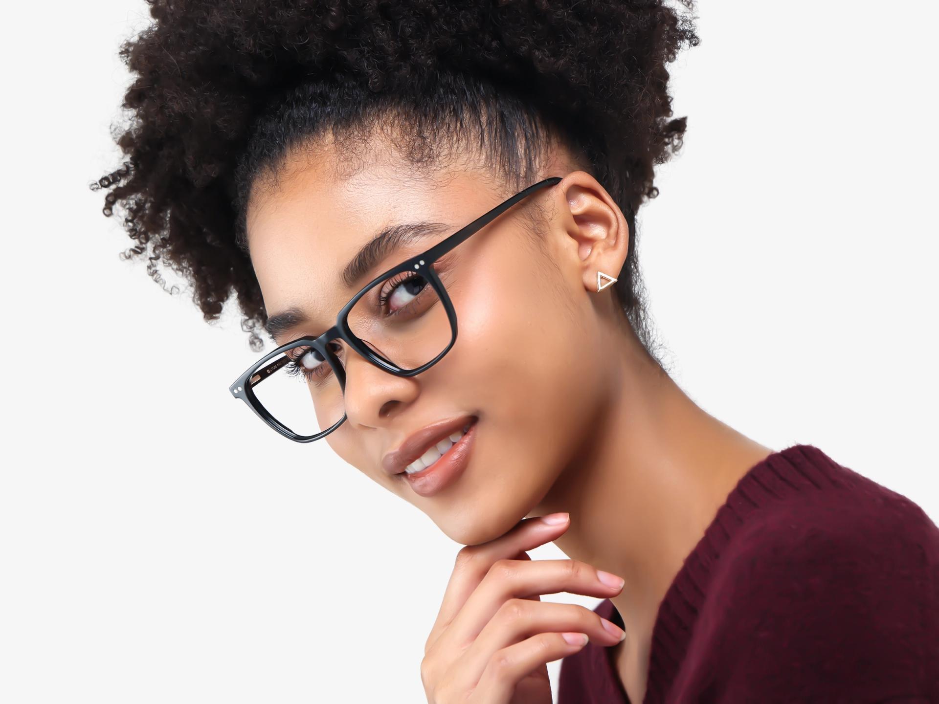Black Square Fullrim Clip-On Glasses