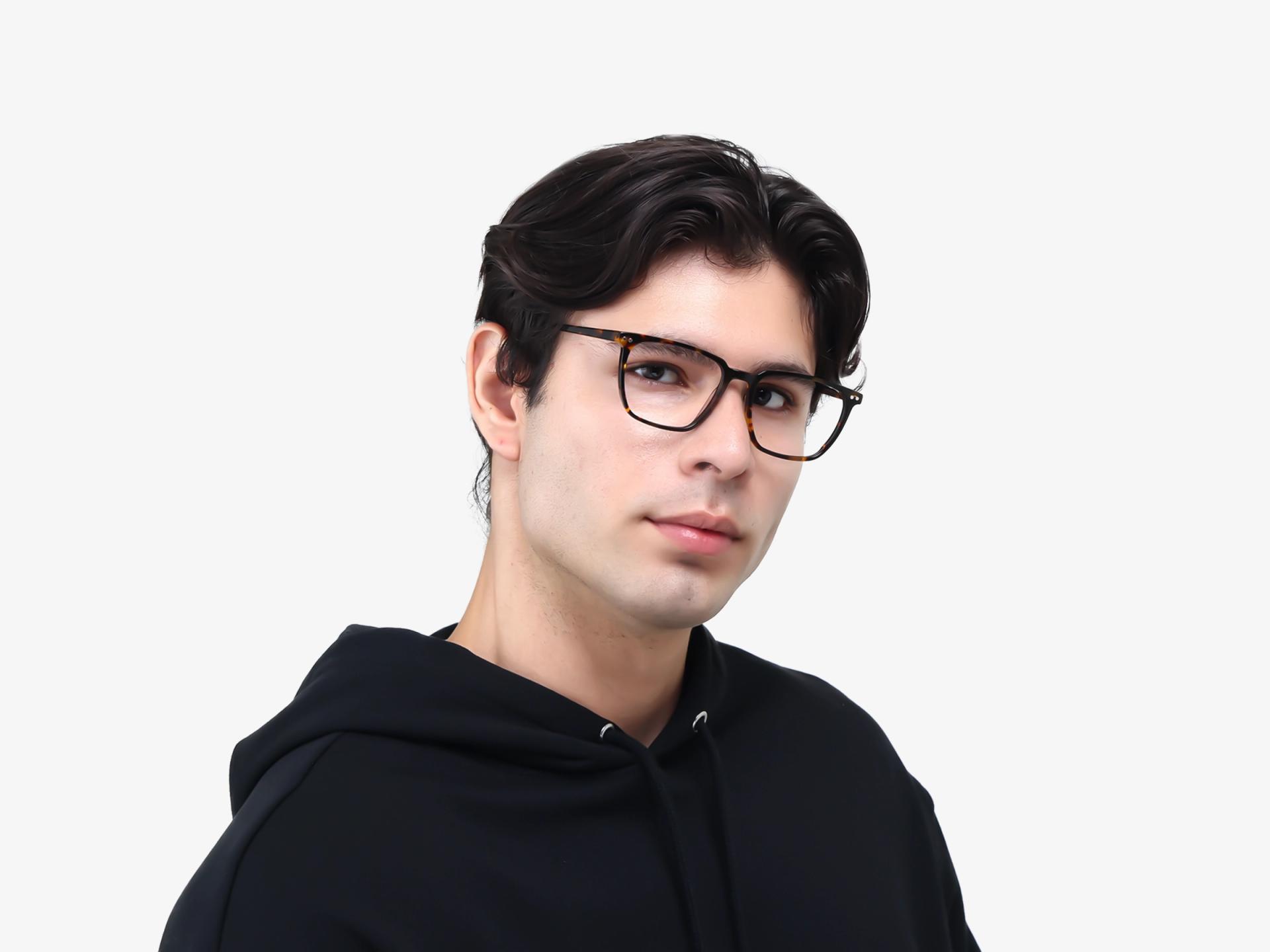 Square Tortoise Green & Yellow Clip-On Glasses