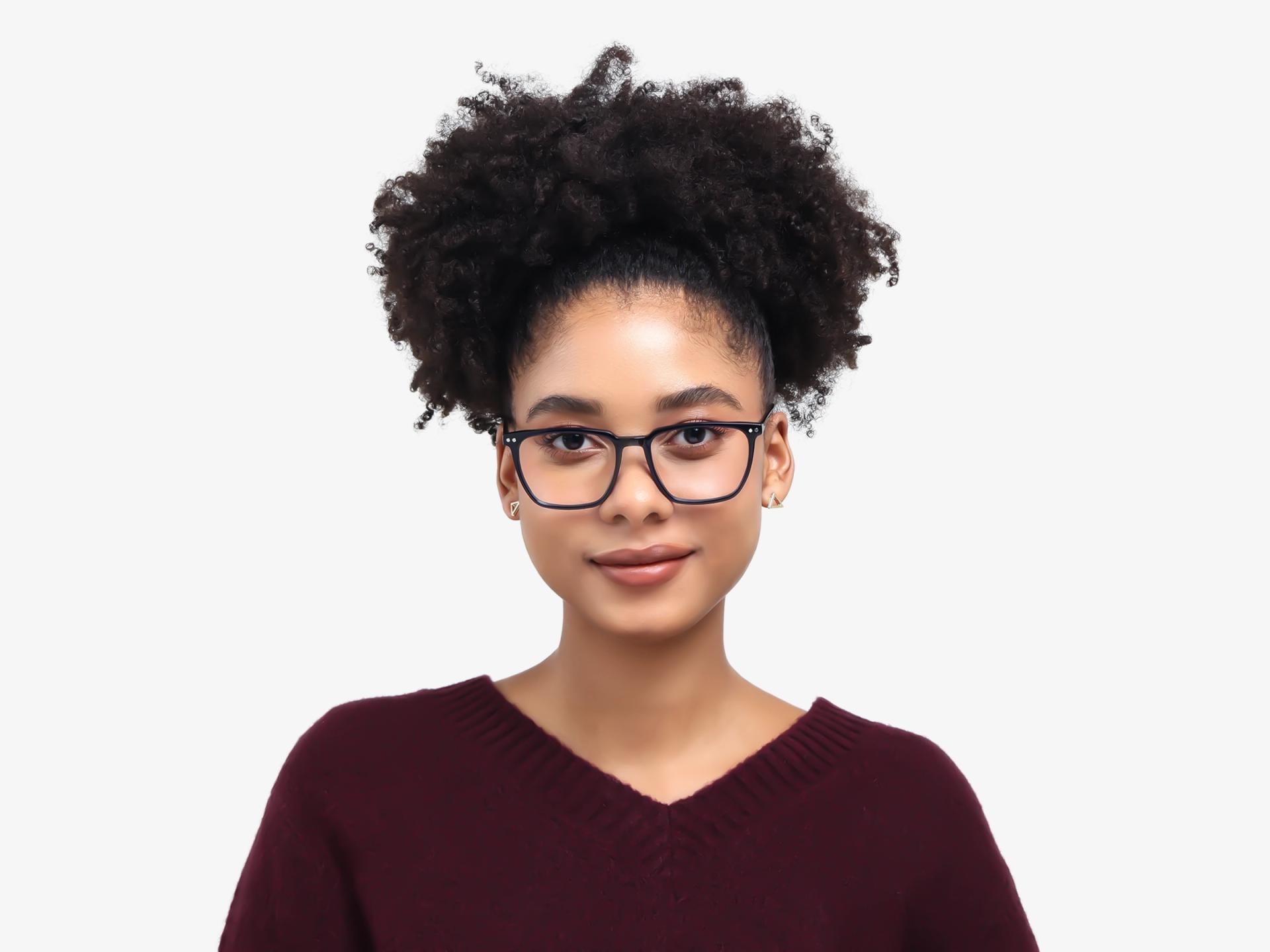 Navy Blue Magnetic Clip-On Glasses – Green & Yellow