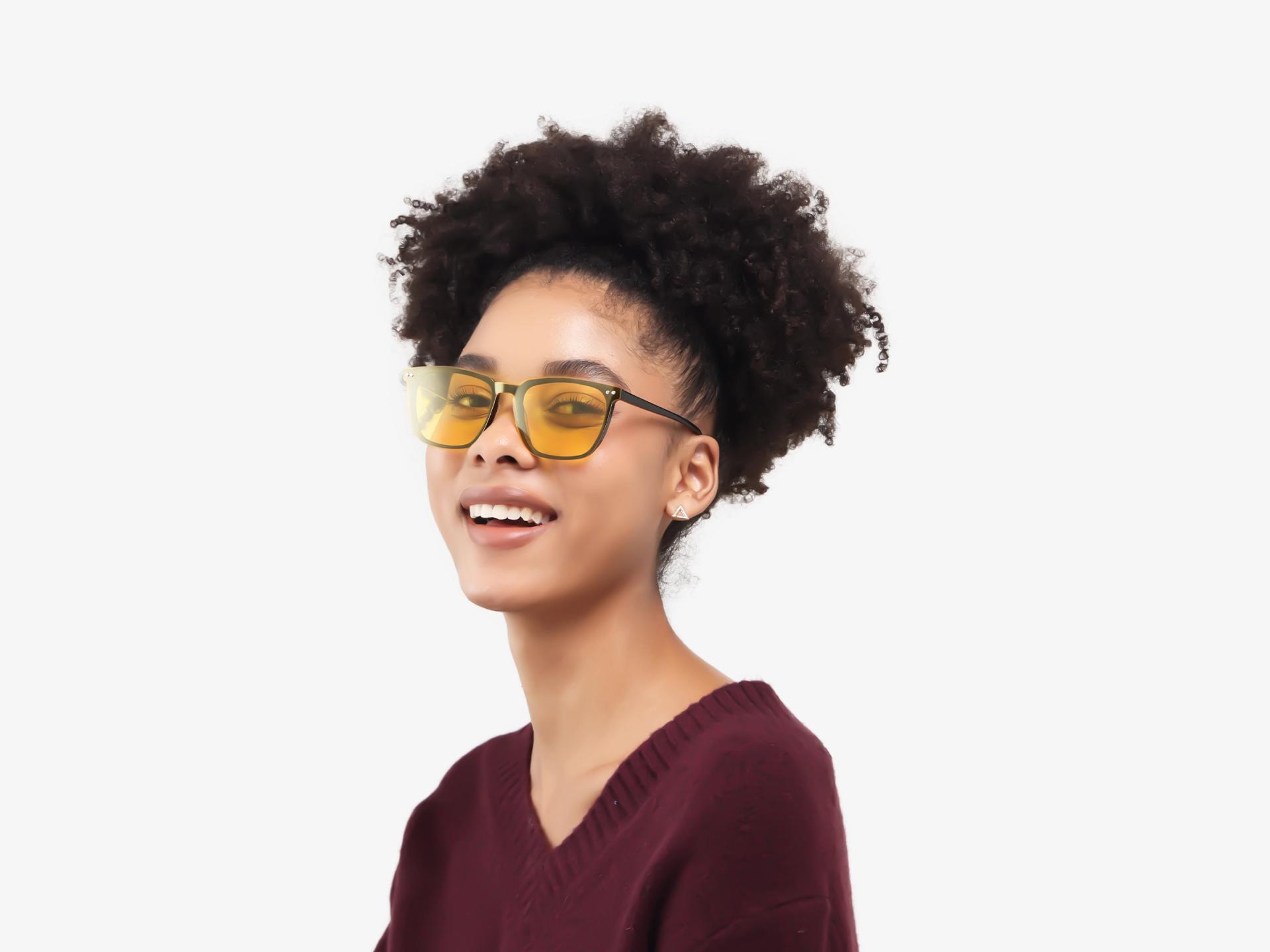 Black Square Fullrim Clip-On Glasses