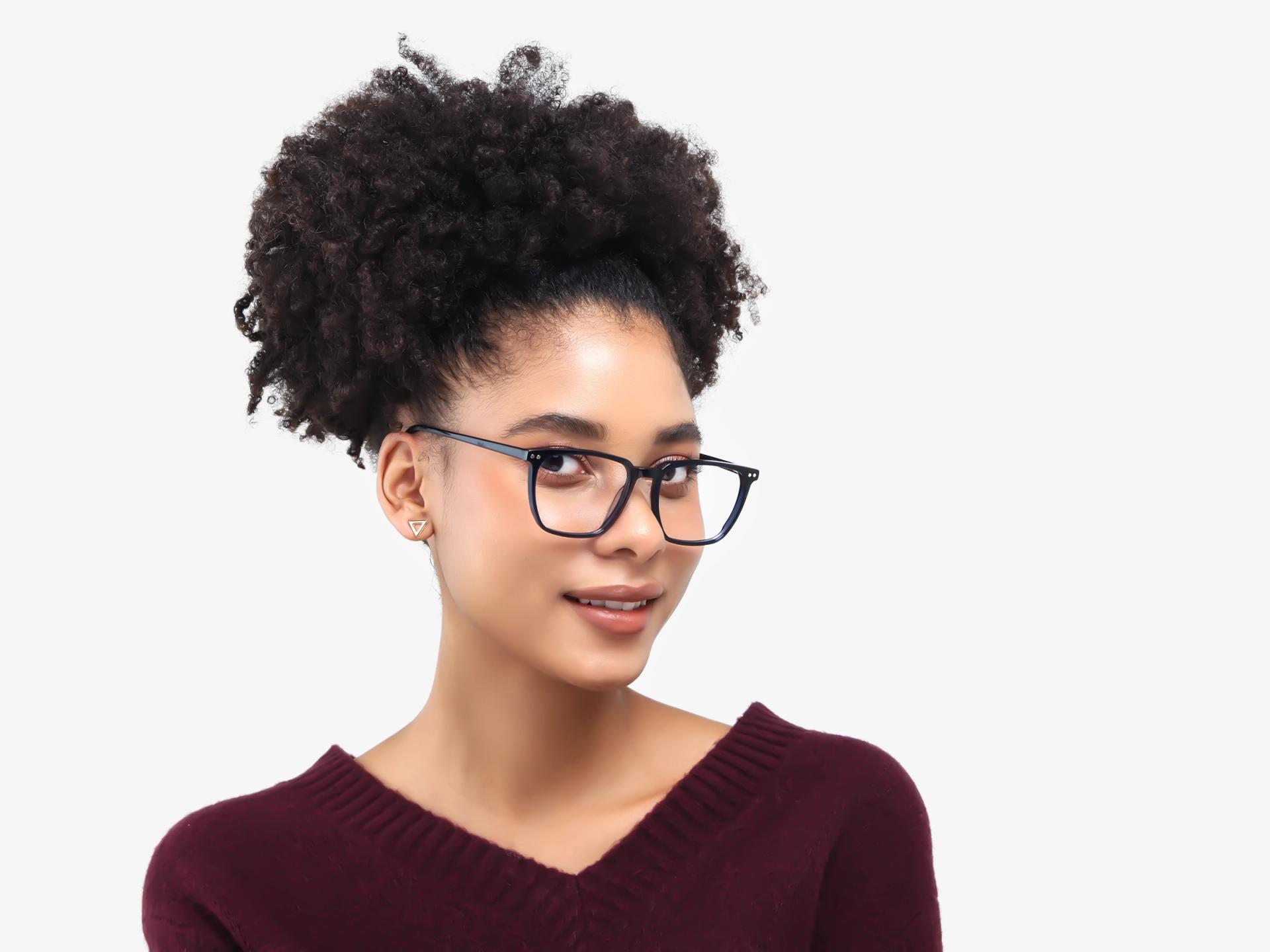 Navy Blue Magnetic Clip-On Glasses – Green & Yellow