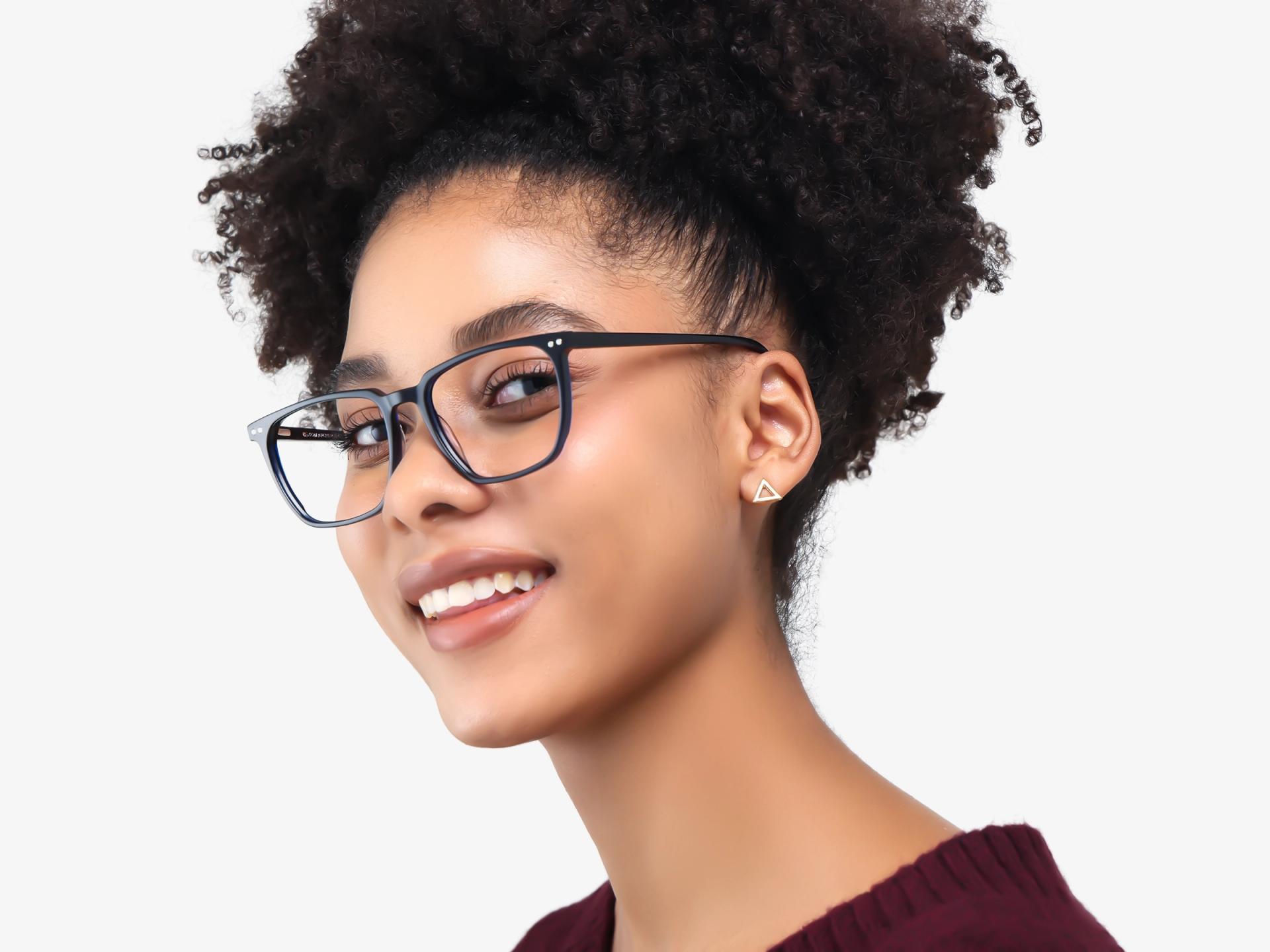 Navy Blue Magnetic Clip-On Glasses – Green & Yellow