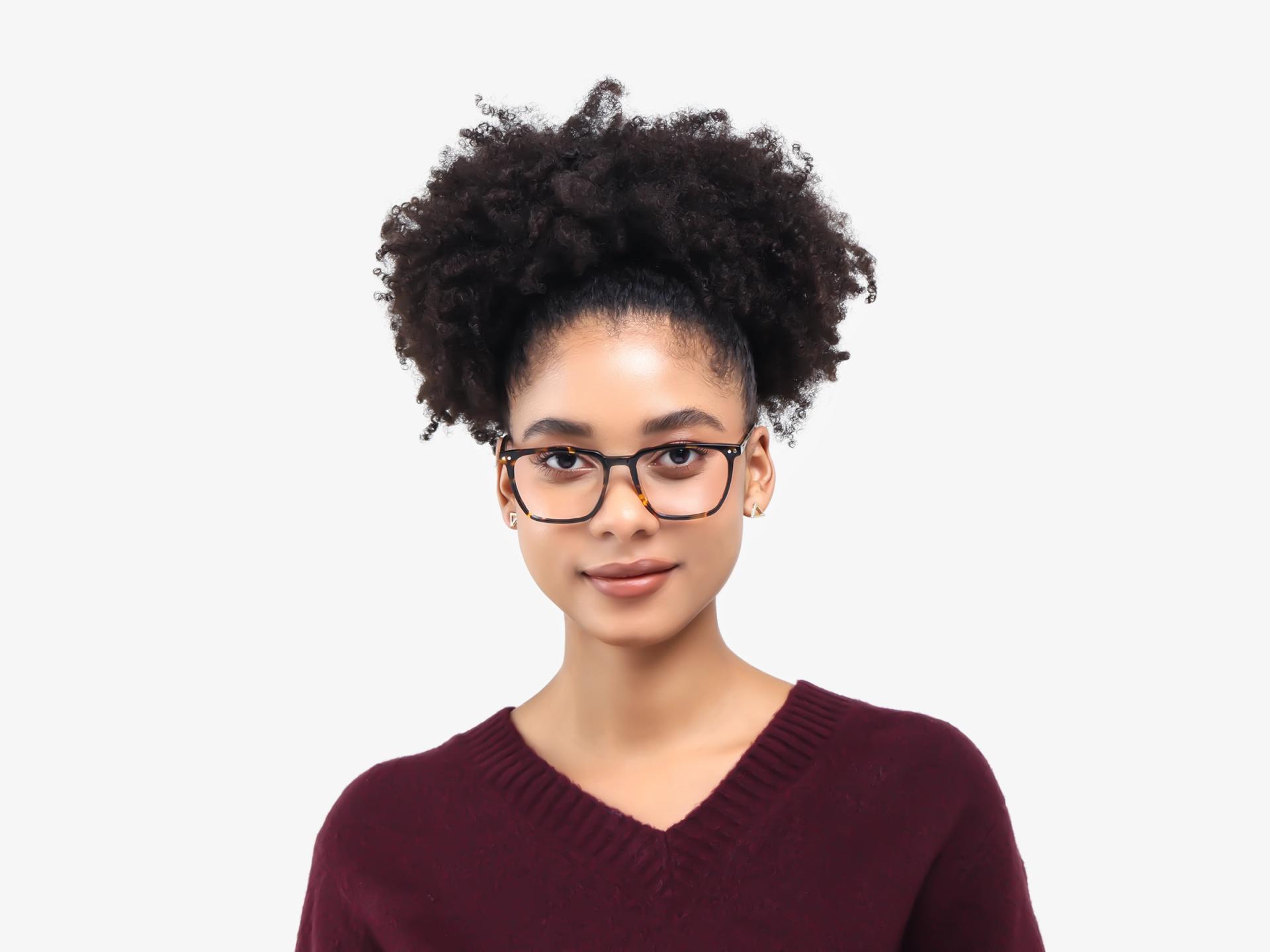 Square Tortoise Green & Yellow Clip-On Glasses