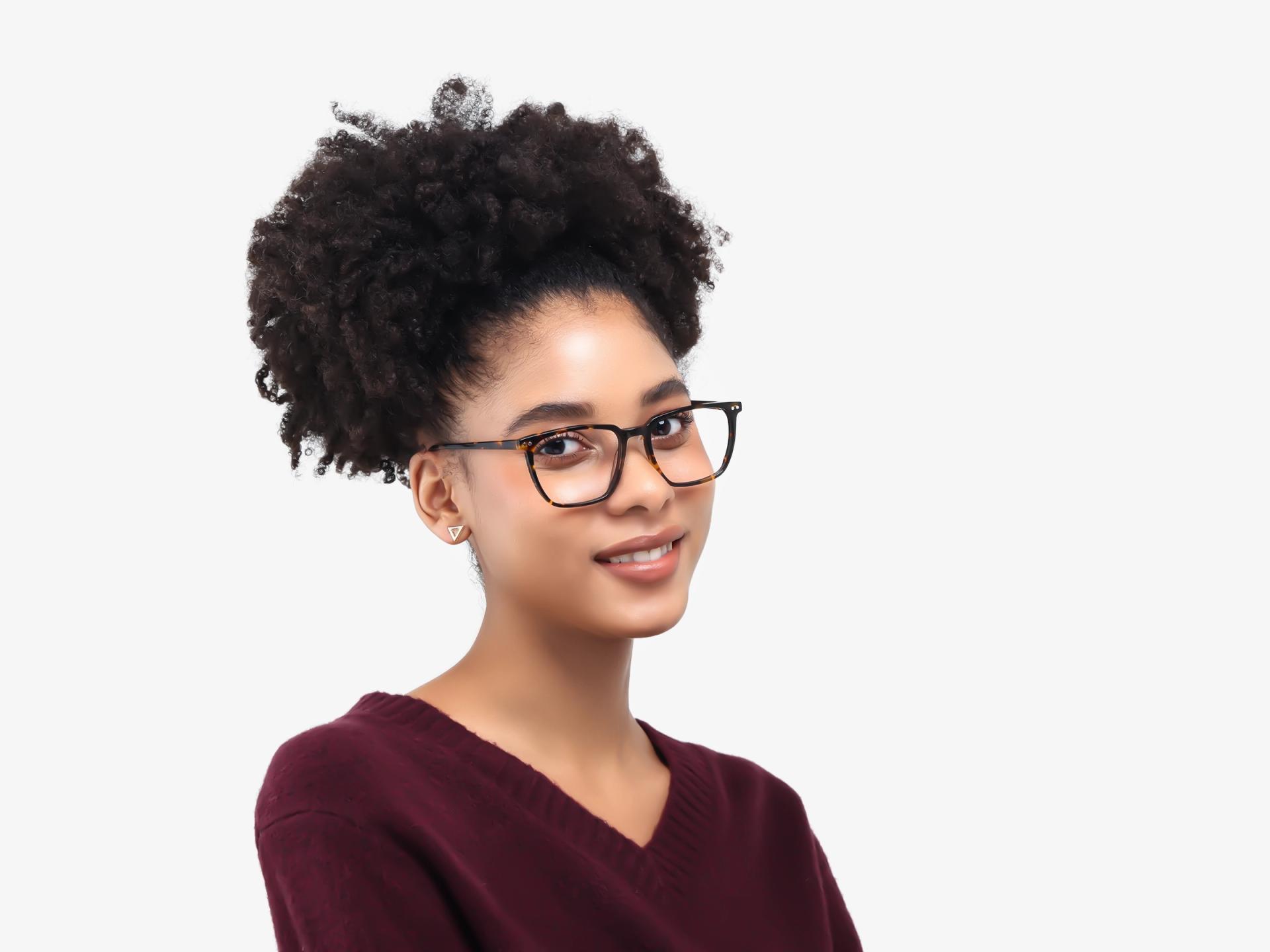 Square Tortoise Green & Yellow Clip-On Glasses