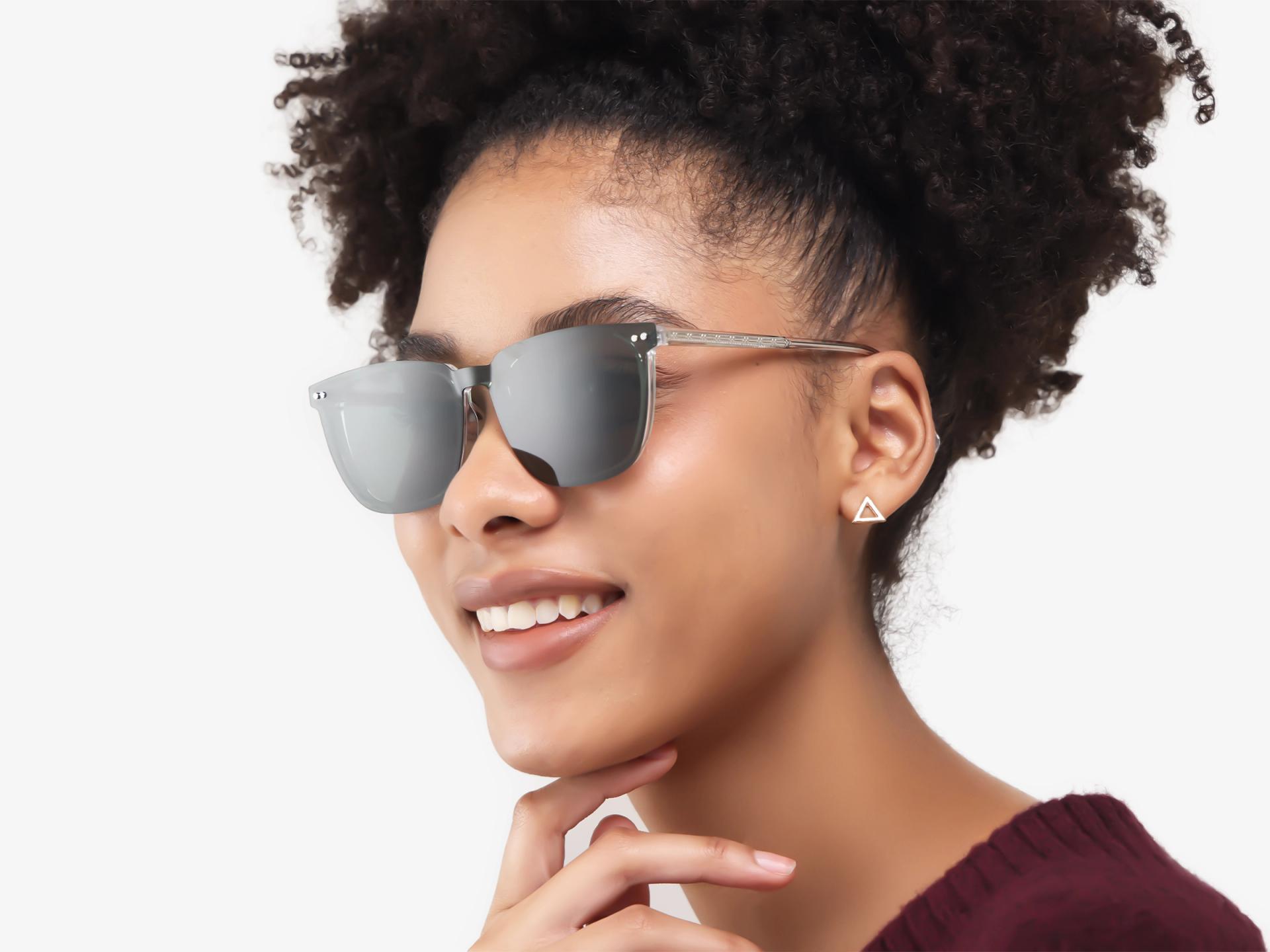 Square Crystal Clear Clip-On Glasses - Green & Yellow Lenses