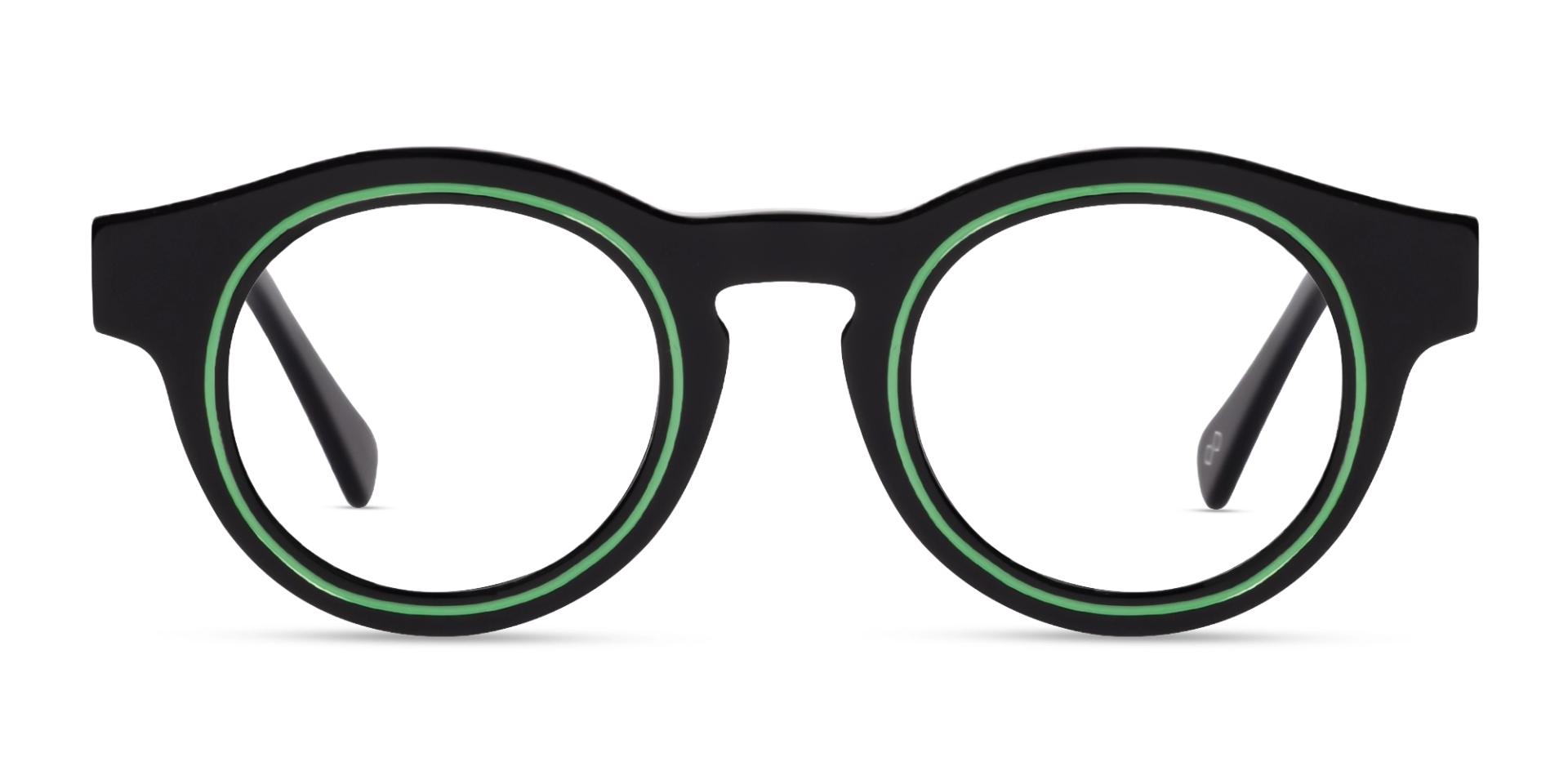 Black Round Keyhole Bridge Glasses-1