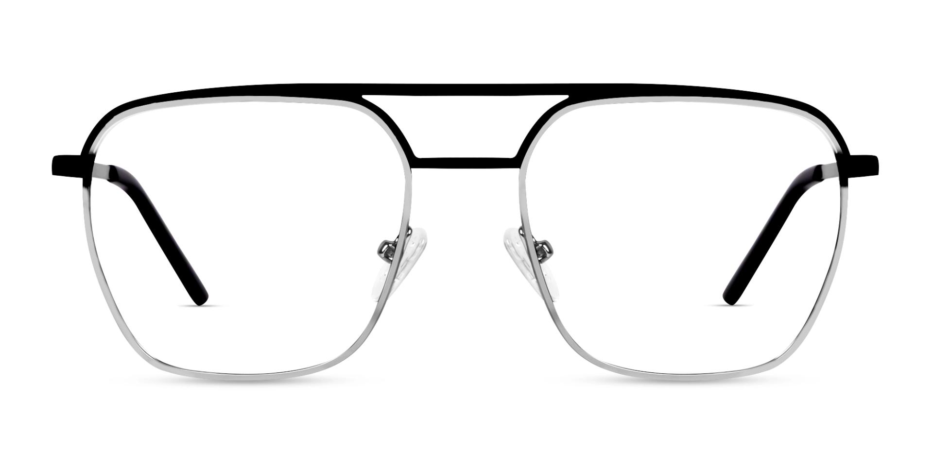 Silver & Black Square Metal Pilot Glasses-1