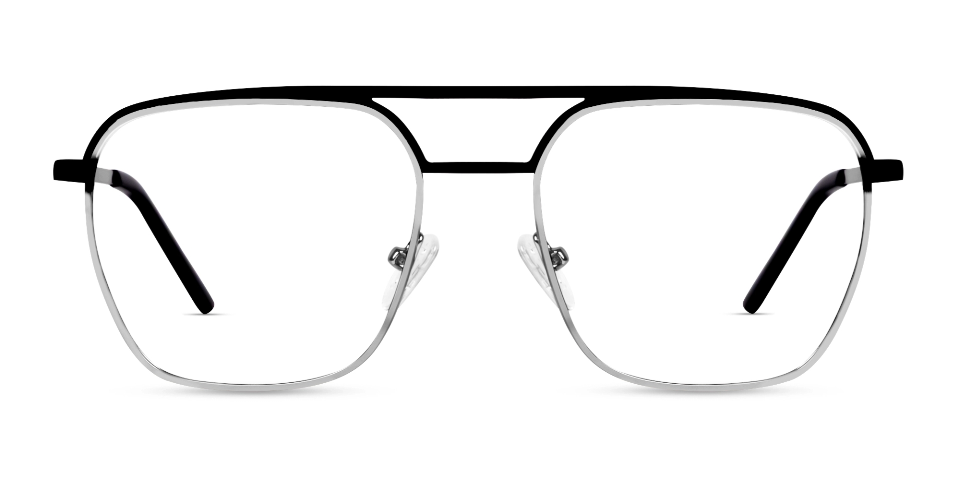 Silver & Black Square Metal Pilot Glasses-1 Silver & Black Square Metal Pilot Glasses-1
