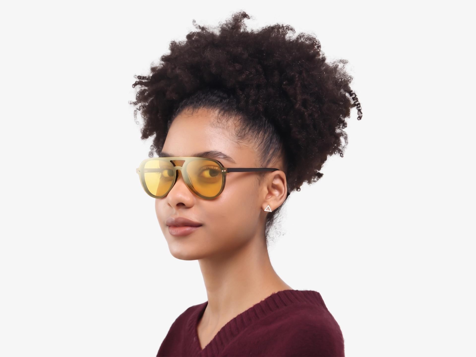 Black Pilot Double Bridge Clip-On Glasses