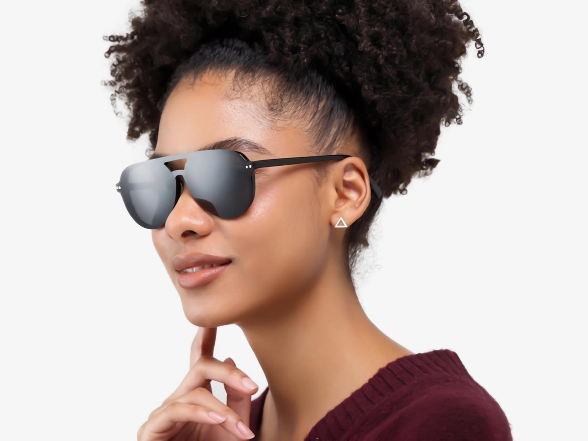 Black Pilot Double Bridge Clip-On Glasses