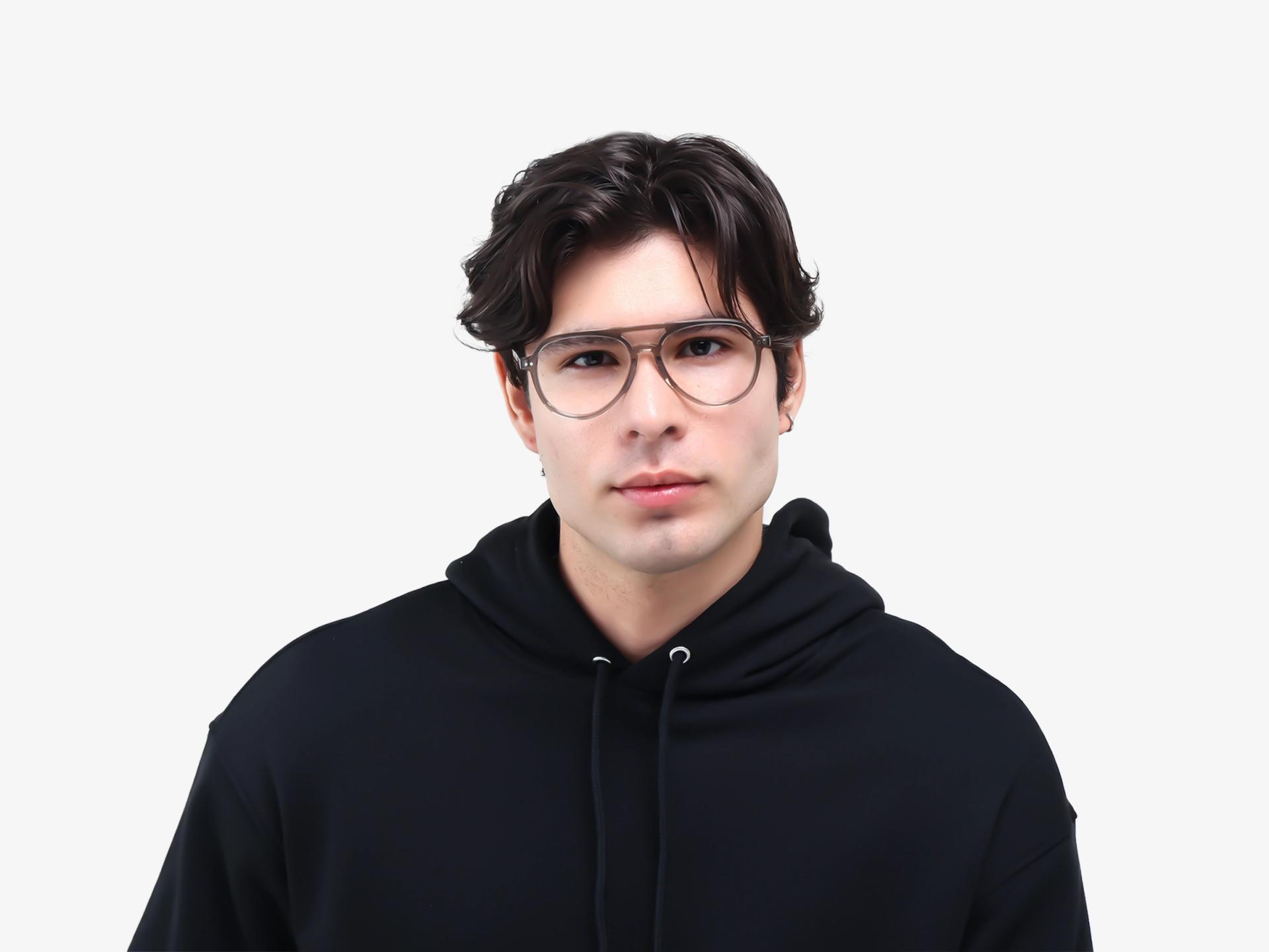 Crystal Grey Clip-On Glasses with Green & Yellow Lenses