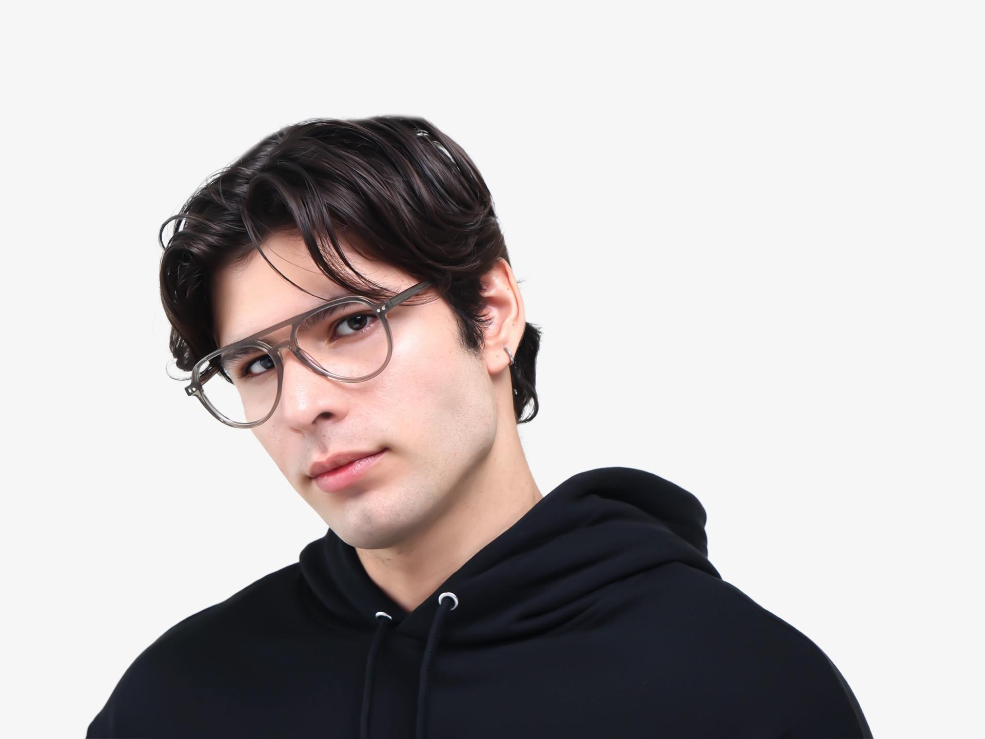 Crystal Grey Clip-On Glasses with Green & Yellow Lenses