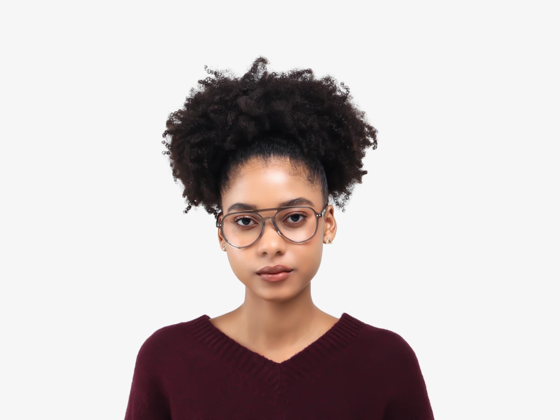 Crystal Grey Clip-On Glasses with Green & Yellow Lenses
