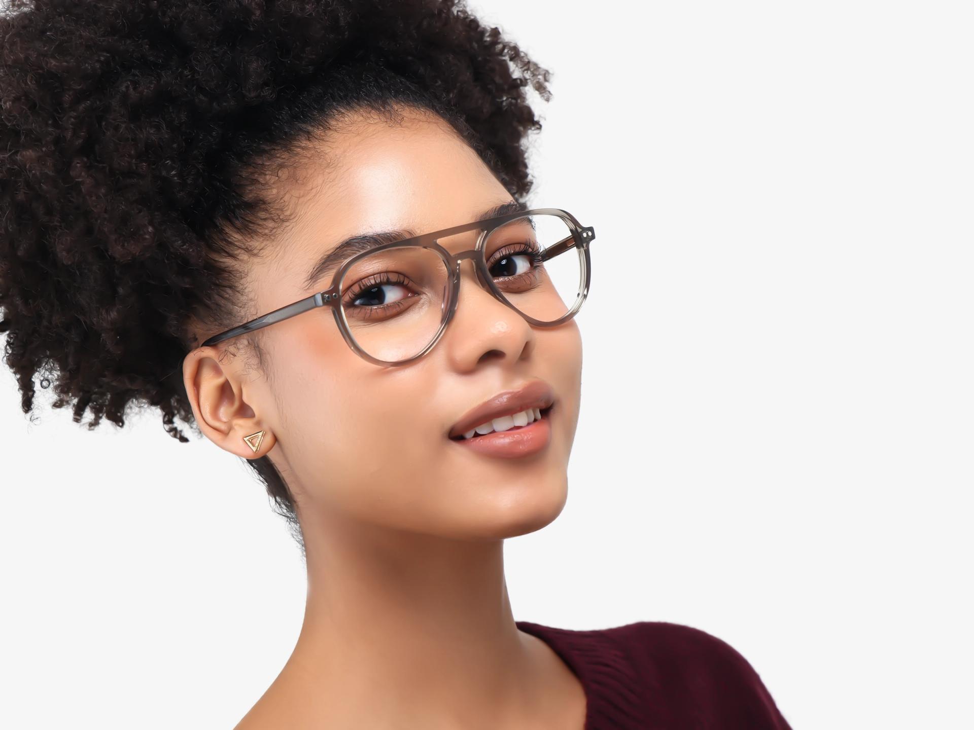 Crystal Grey Clip-On Glasses with Green & Yellow Lenses