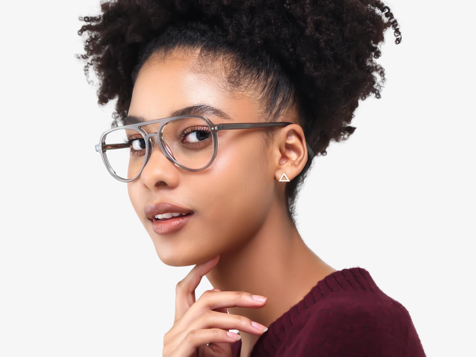 Crystal Grey Clip-On Glasses with Green & Yellow Lenses