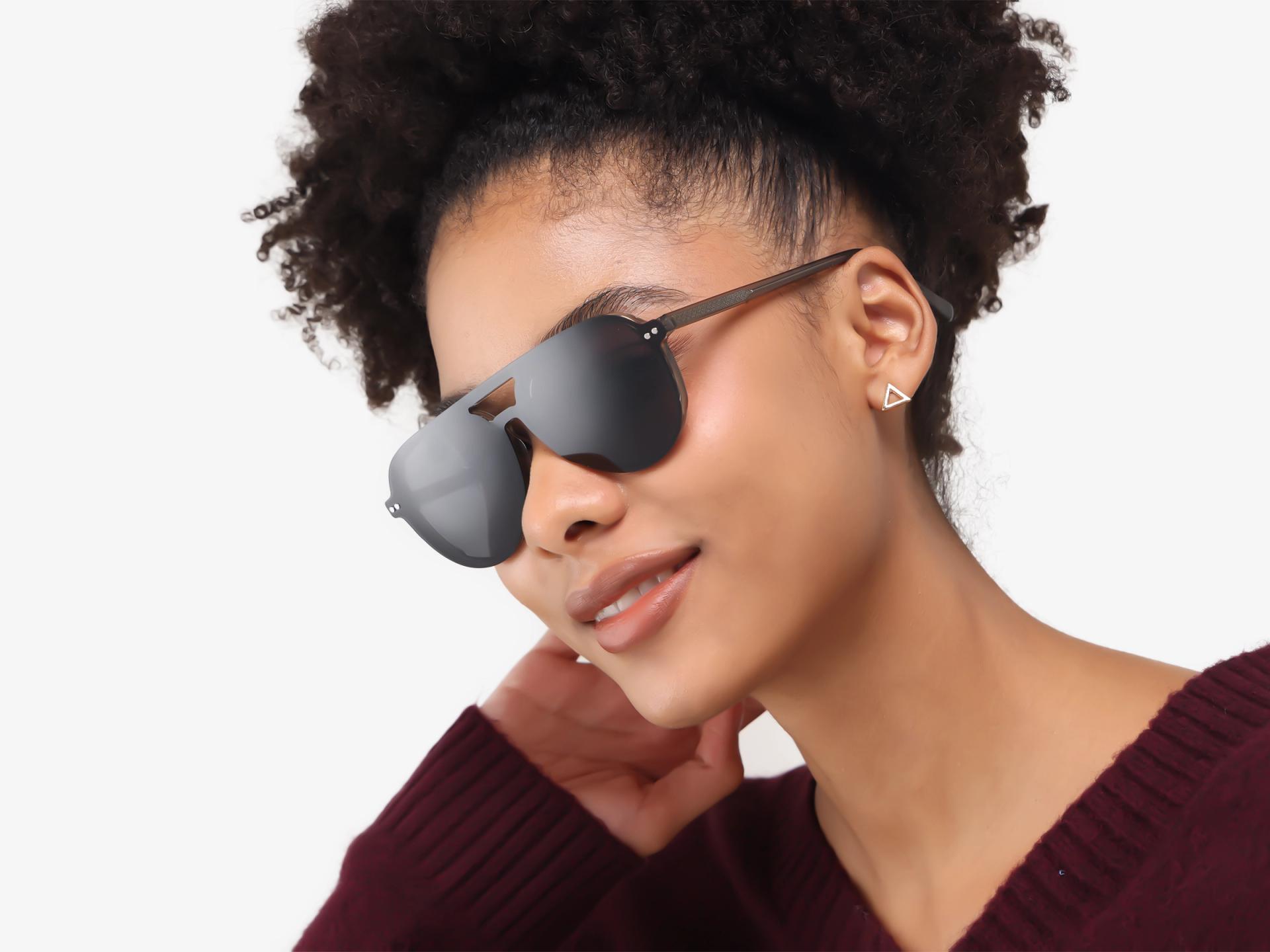 Crystal Grey Clip-On Glasses with Green & Yellow Lenses