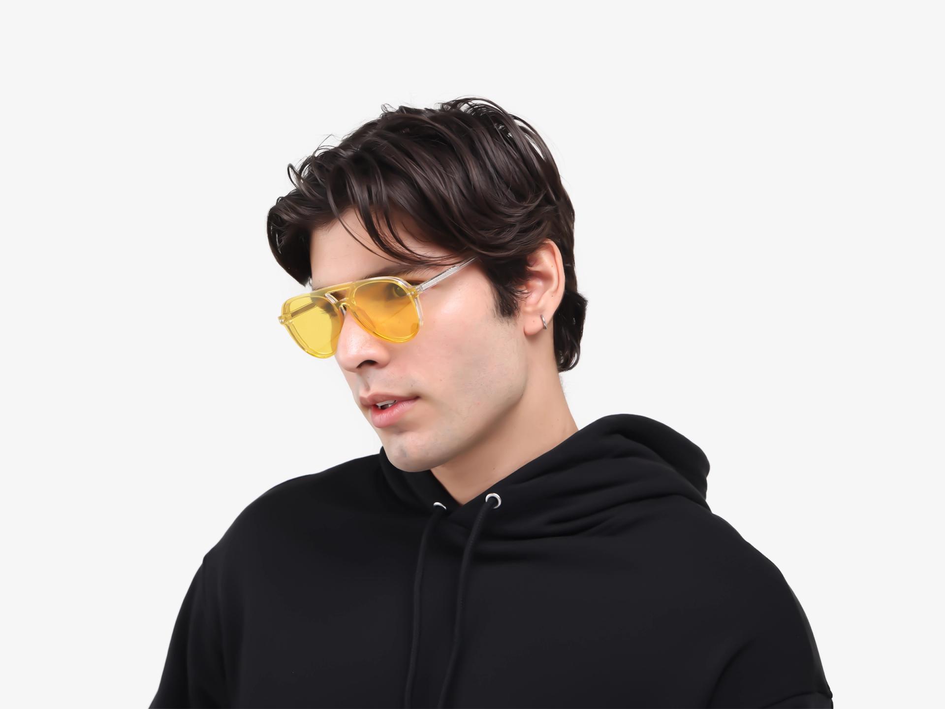 Crystal Clear Pilot Frame - Green & Yellow Clip-On