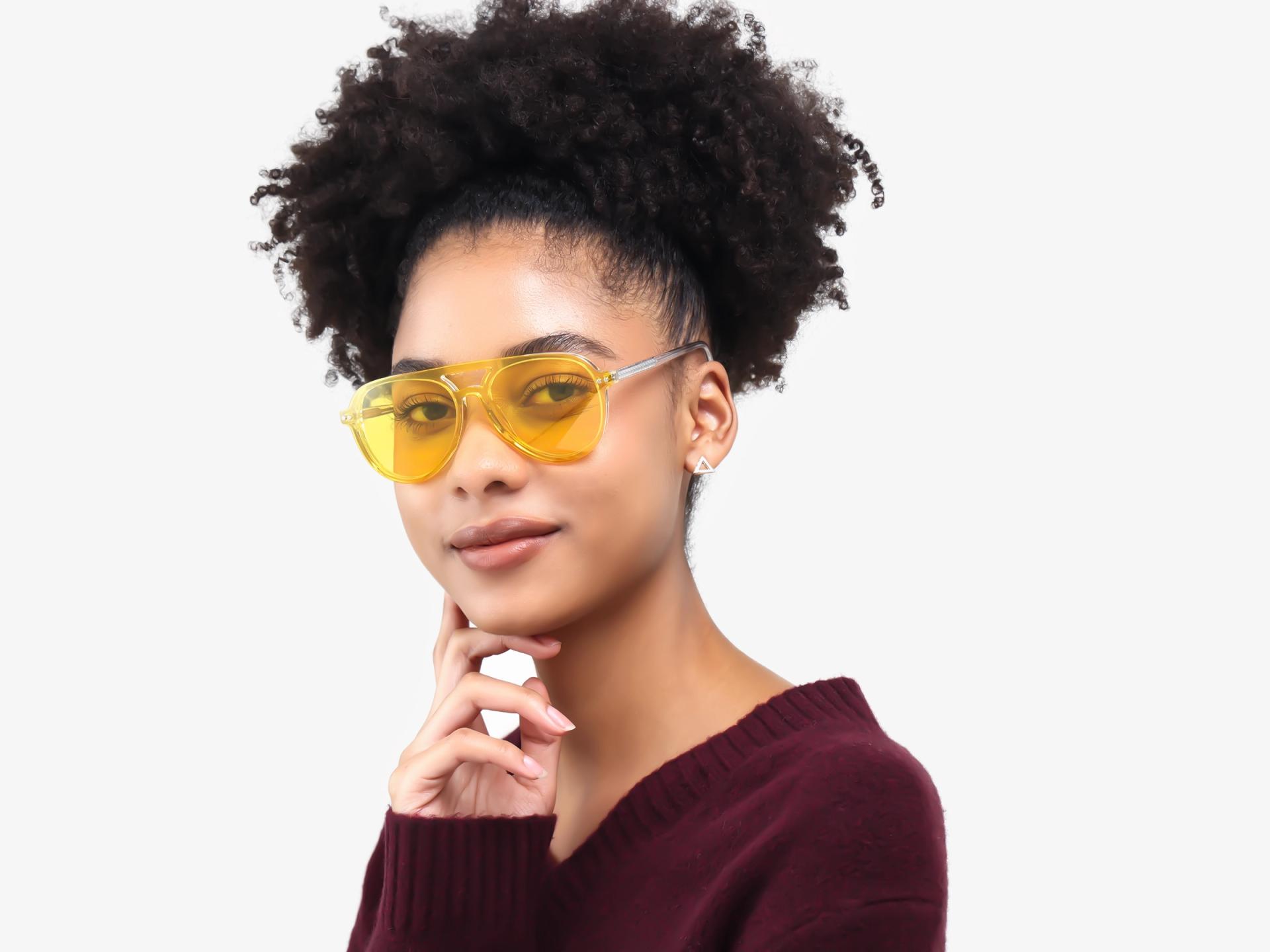 Crystal Clear Pilot Frame - Green & Yellow Clip-On
