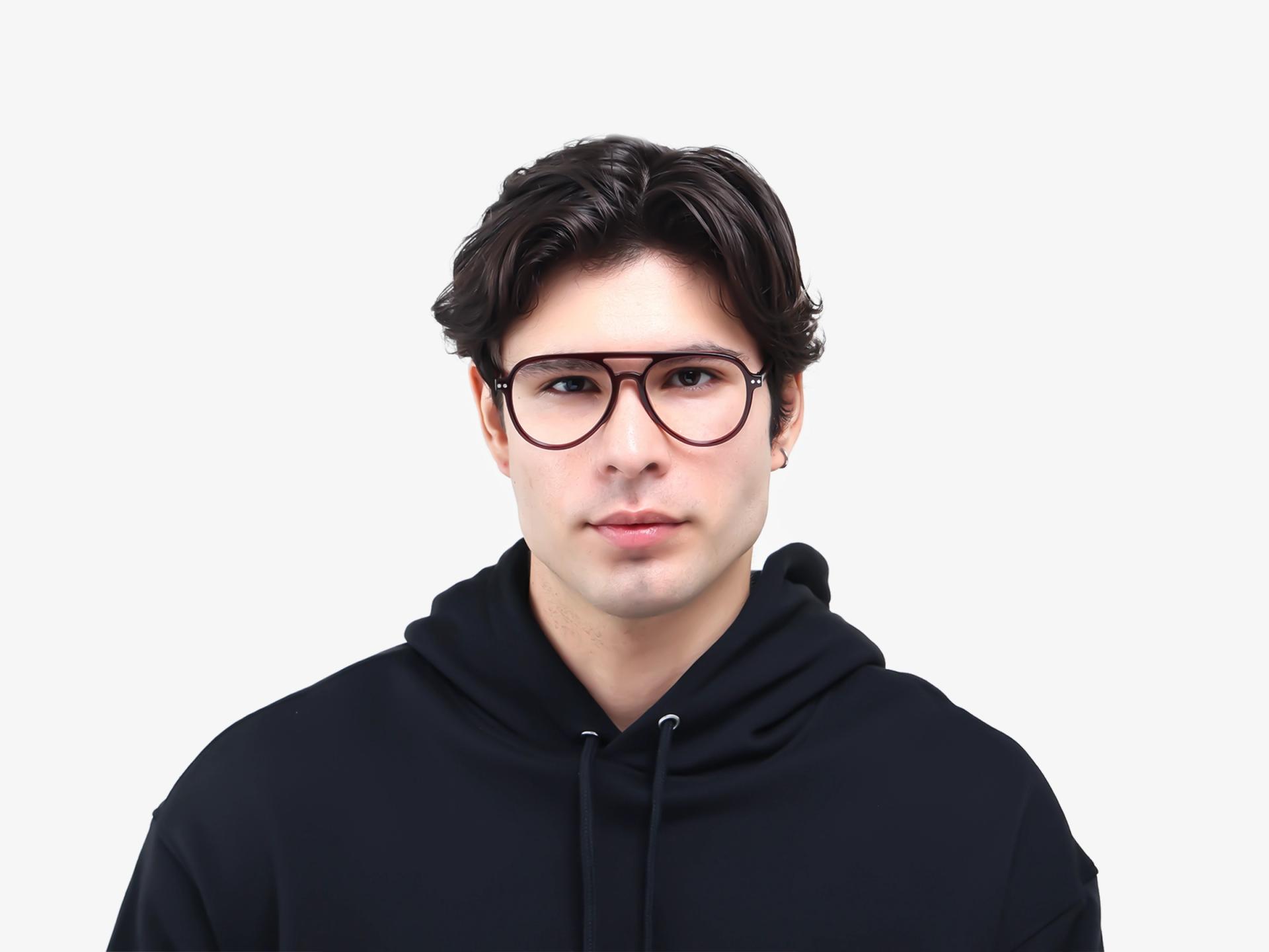 Dark Chestnut Magnetic Clip-On prescription Glasses – Green & Yellow