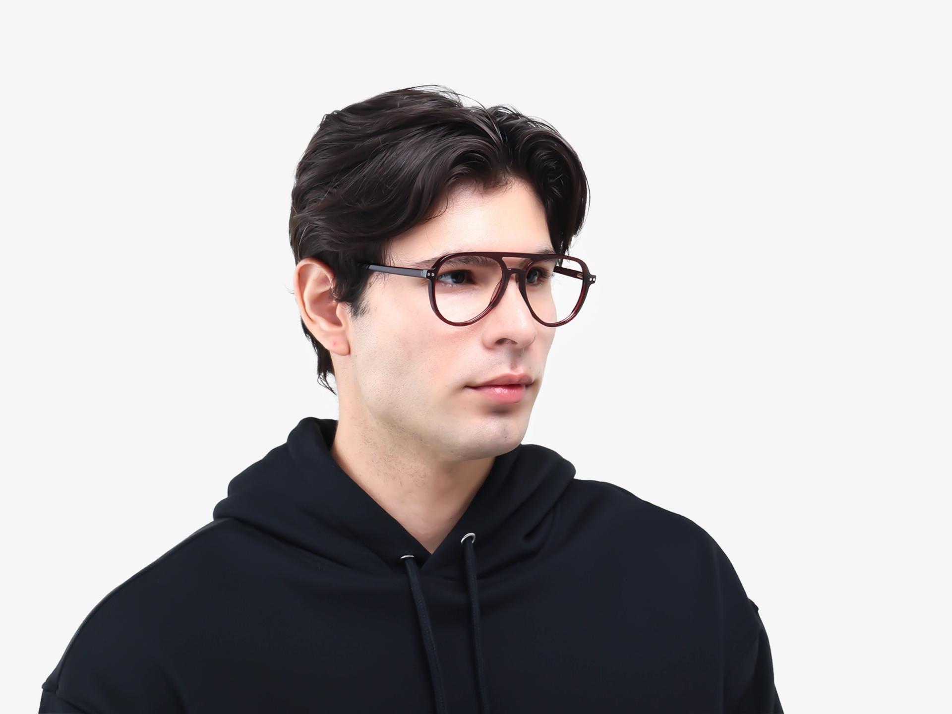 Dark Chestnut Magnetic Clip-On prescription Glasses – Green & Yellow