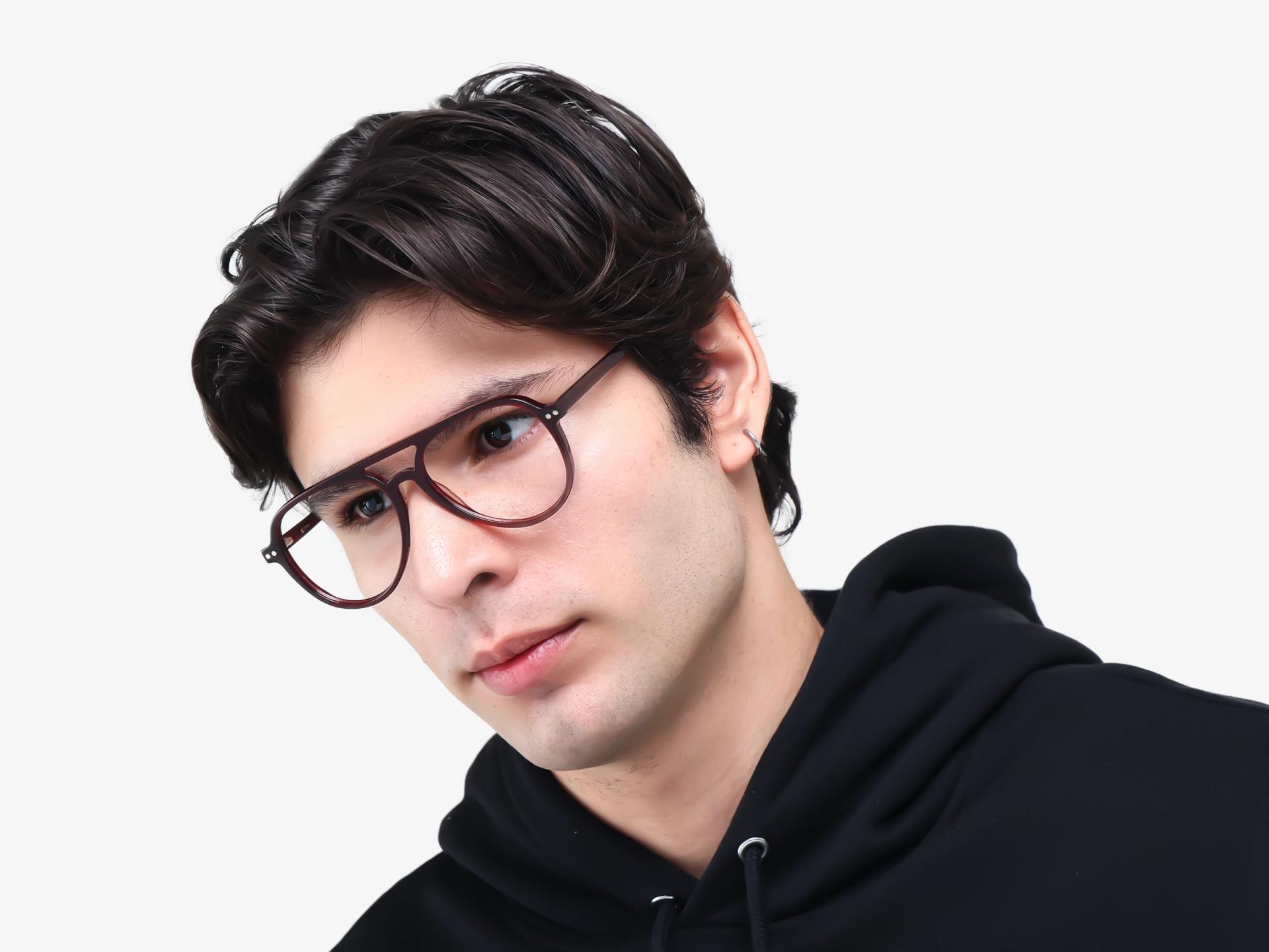 Dark Chestnut Magnetic Clip-On prescription Glasses – Green & Yellow