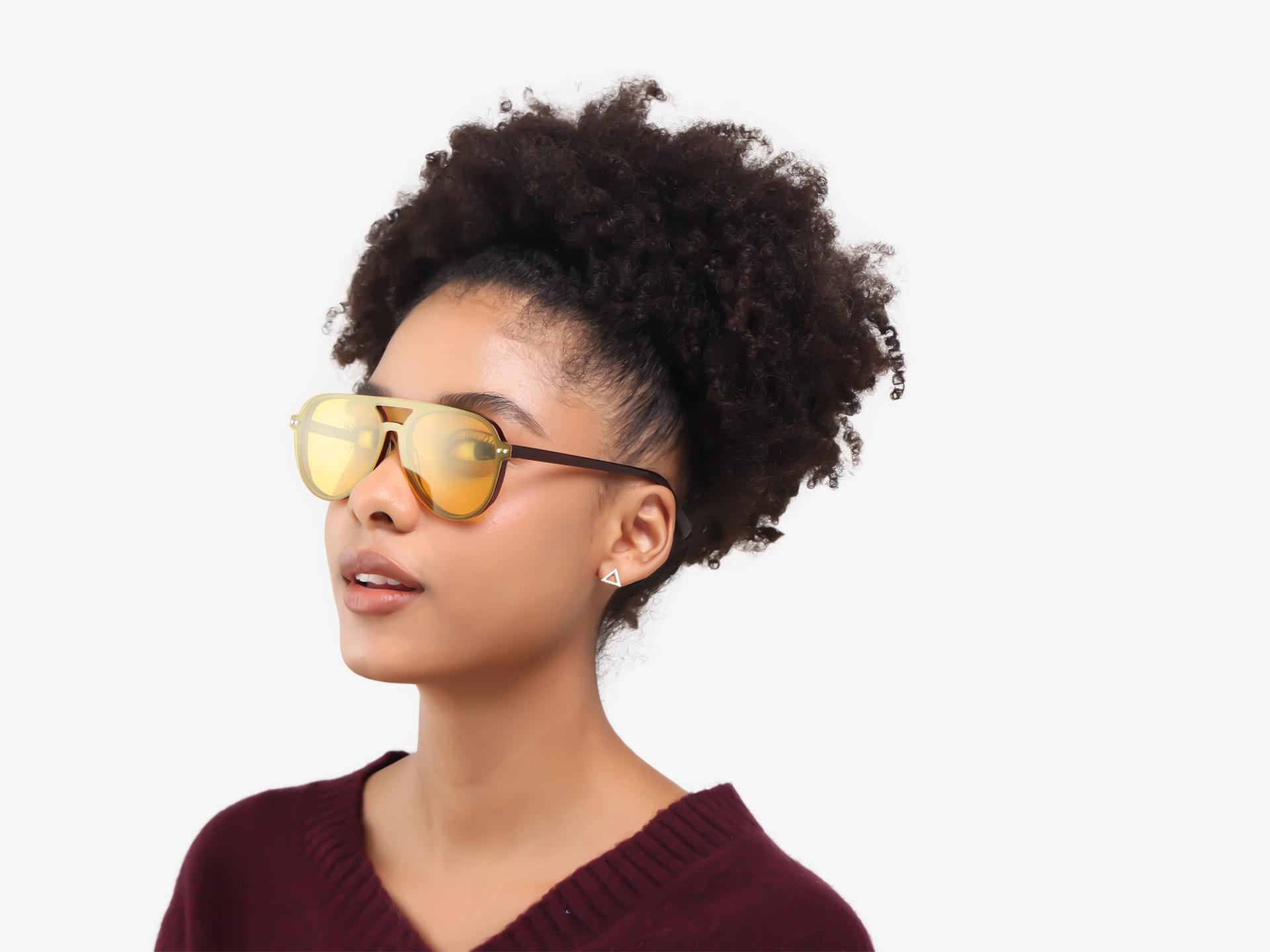 Dark Chestnut Magnetic Clip-On prescription Glasses – Green & Yellow