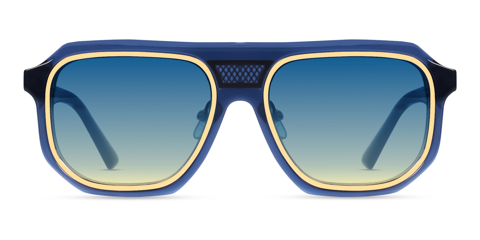 Blue Vintage Pilot Sunglasses With Blue Tint Blue Vintage Pilot Sunglasses With Blue Tint