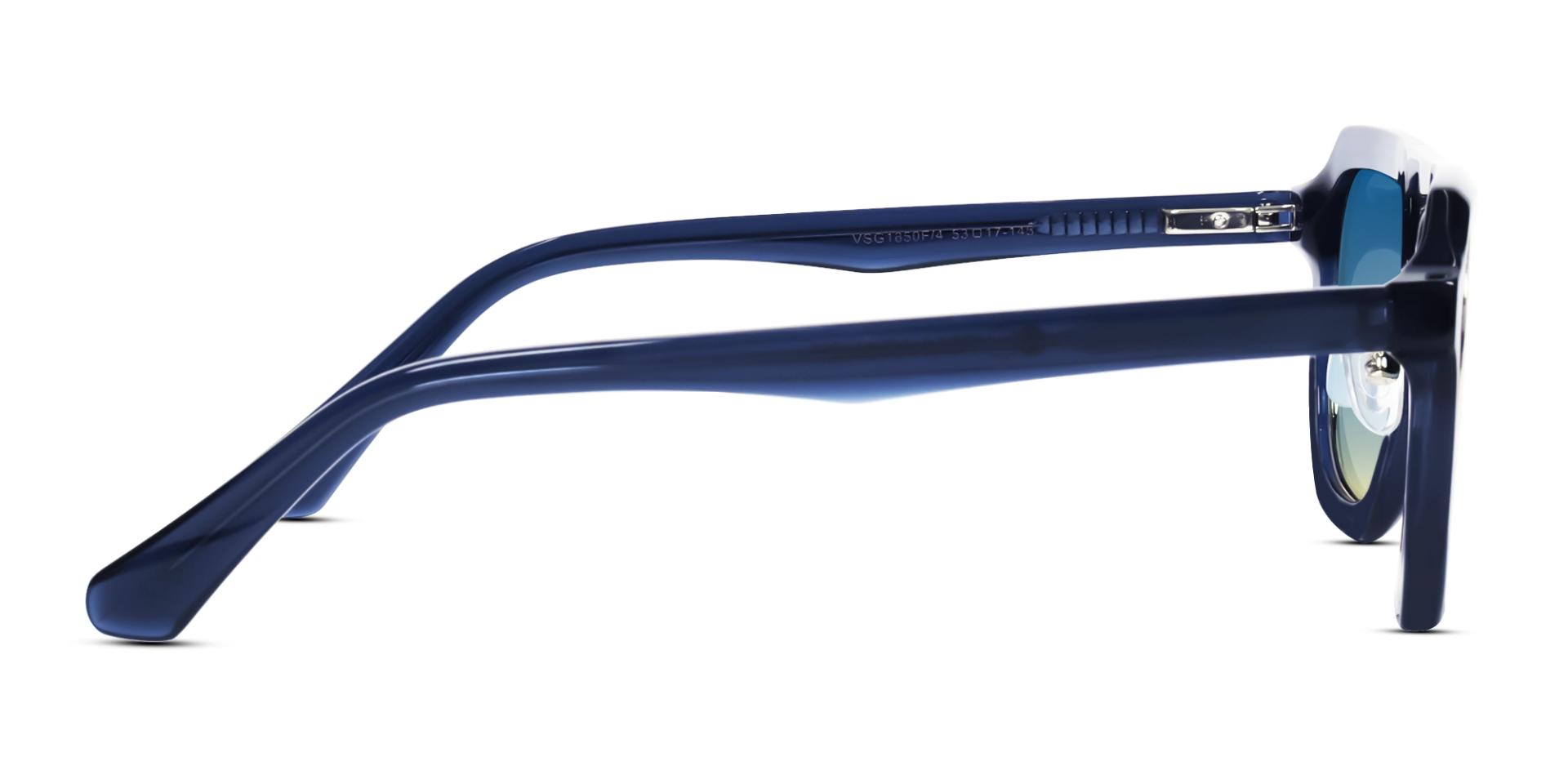 Blue Vintage Pilot Sunglasses With Blue Tint