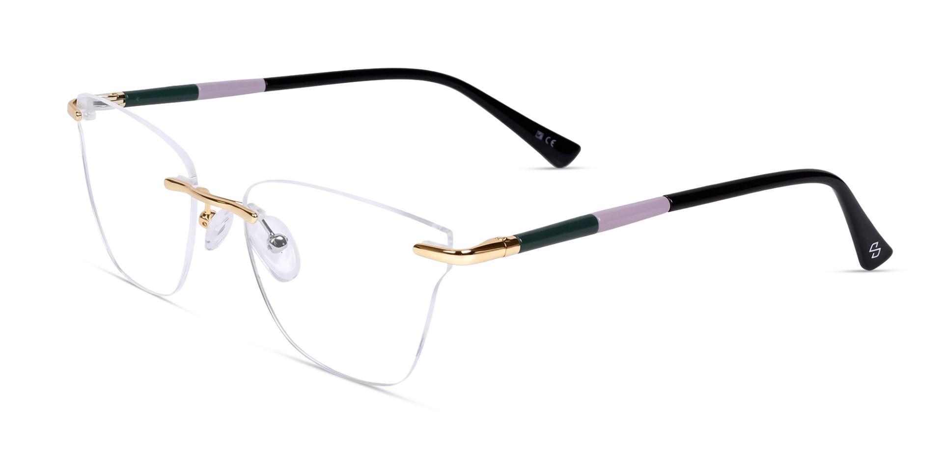 Gold Rimless Metal Cateye Glasses-3