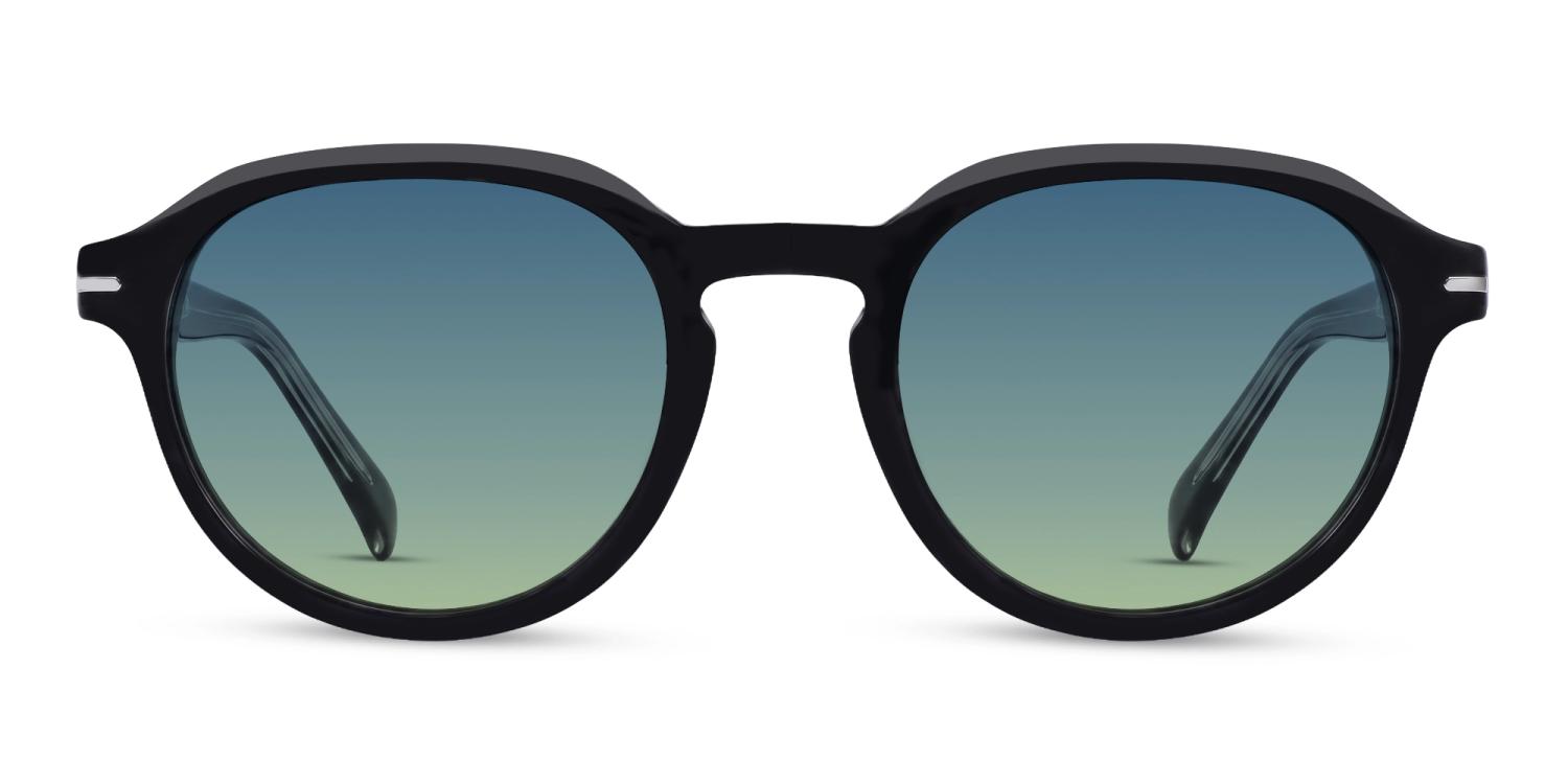 Black & Green Keyhole Frame With Green Tint Sunglasses