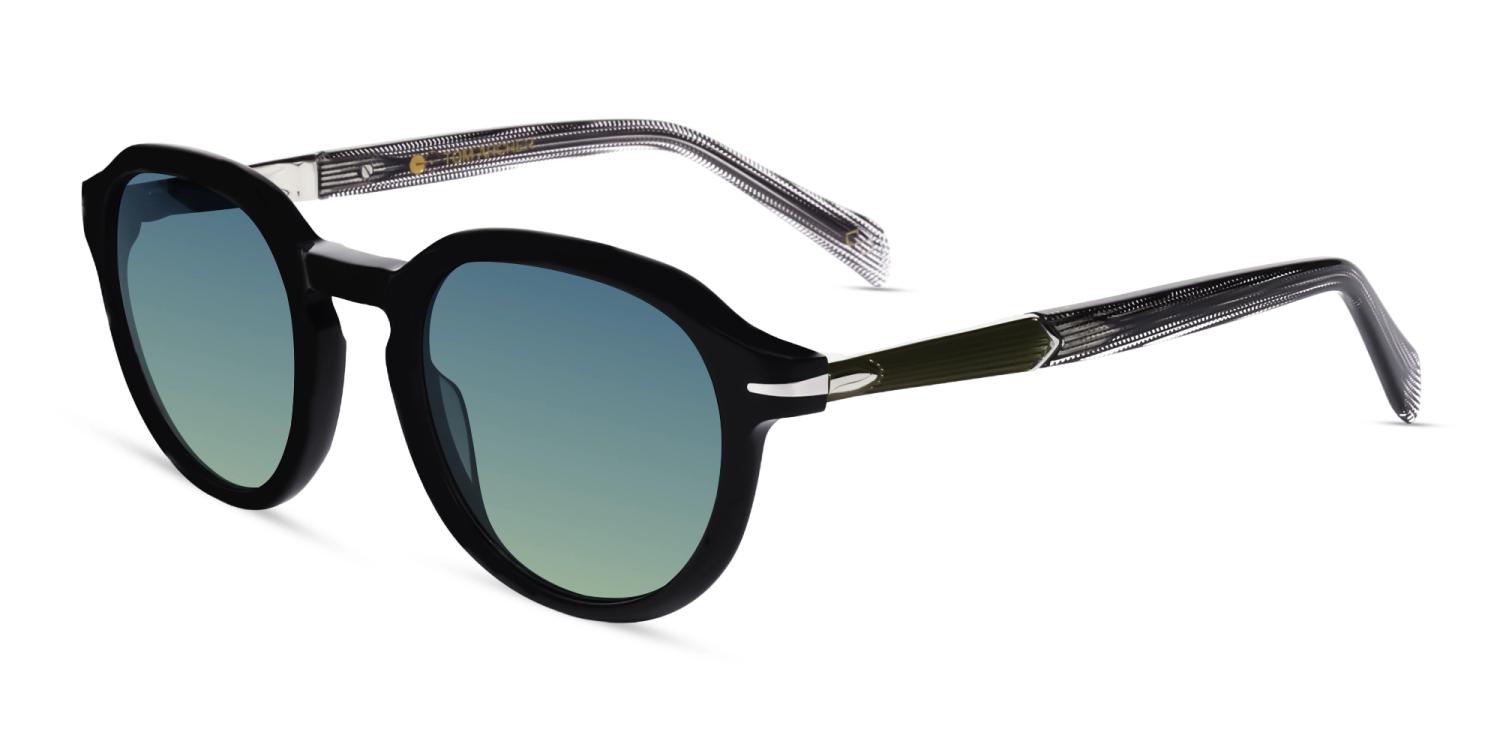 Black & Green Keyhole Frame With Green Tint Sunglasses