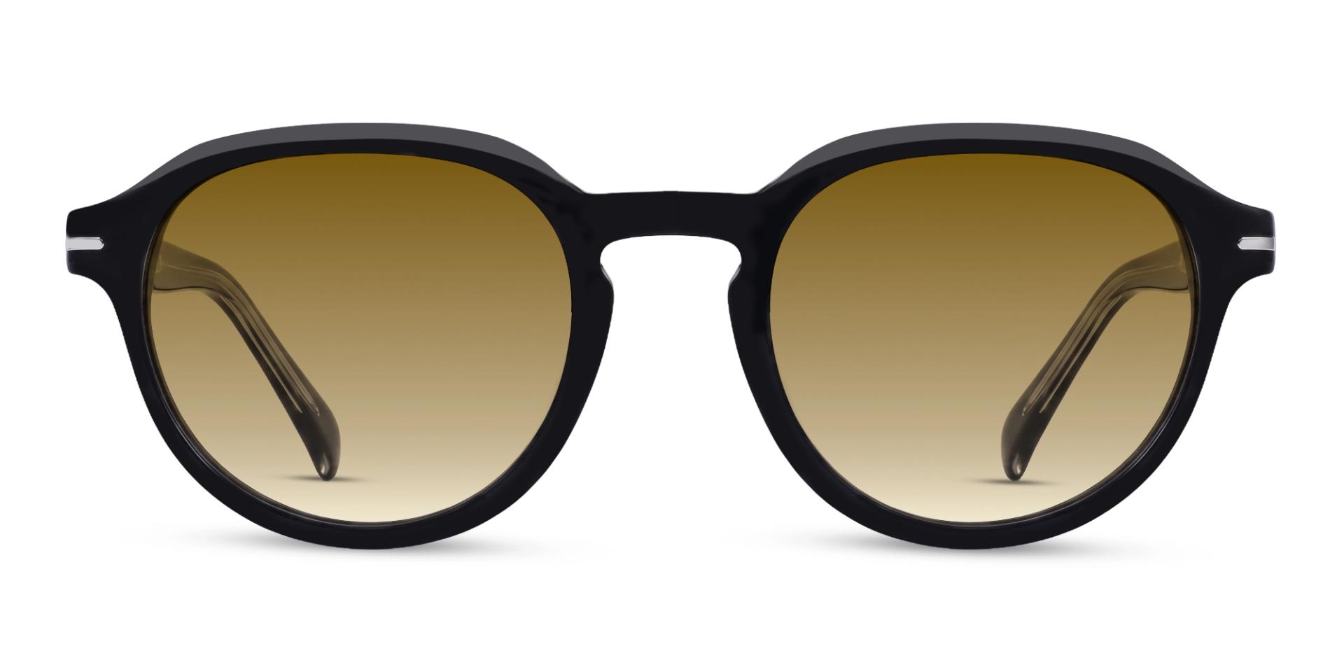 Black & Brown Keyhole Frame With Blue Tint Sunglasses