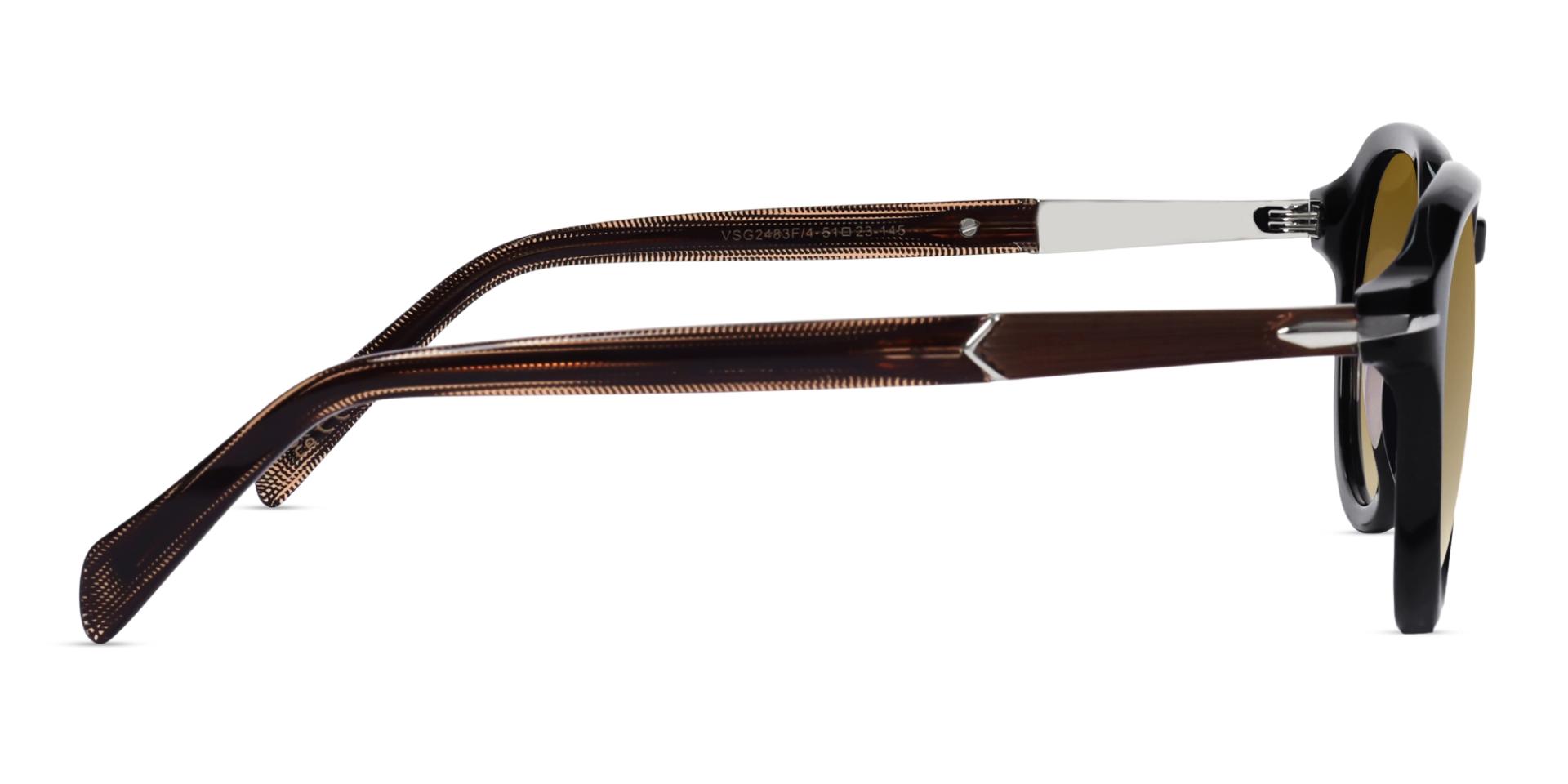 Black & Brown Keyhole Frame With Blue Tint Sunglasses