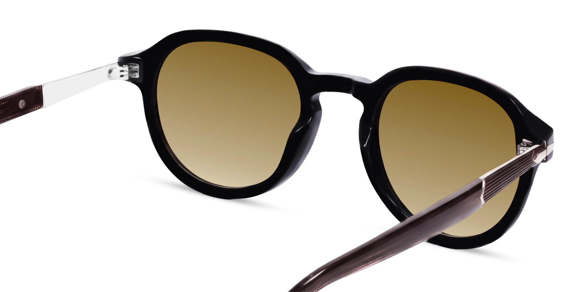 Black & Brown Keyhole Frame With Blue Tint Sunglasses