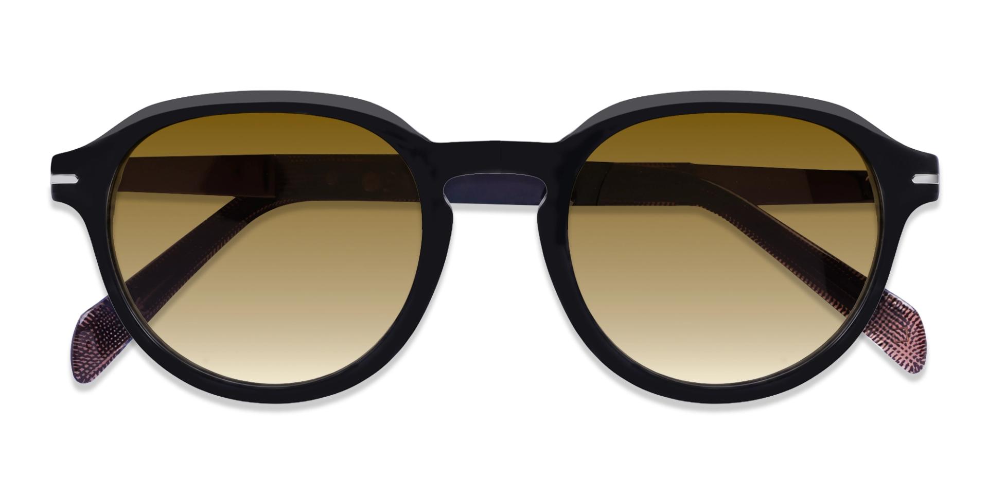 Black & Brown Keyhole Frame With Blue Tint Sunglasses