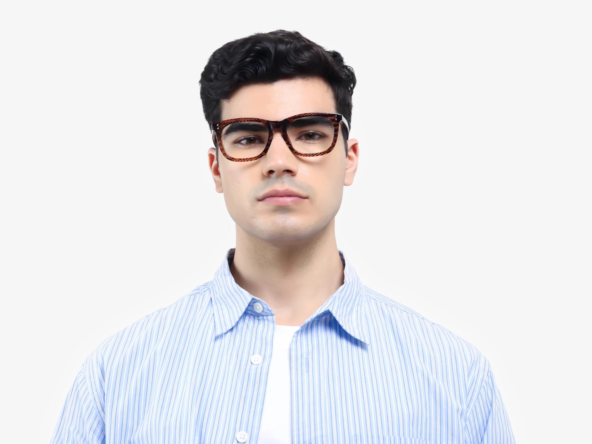 Black Maze Rectangular Keyhole Bridge Glasses