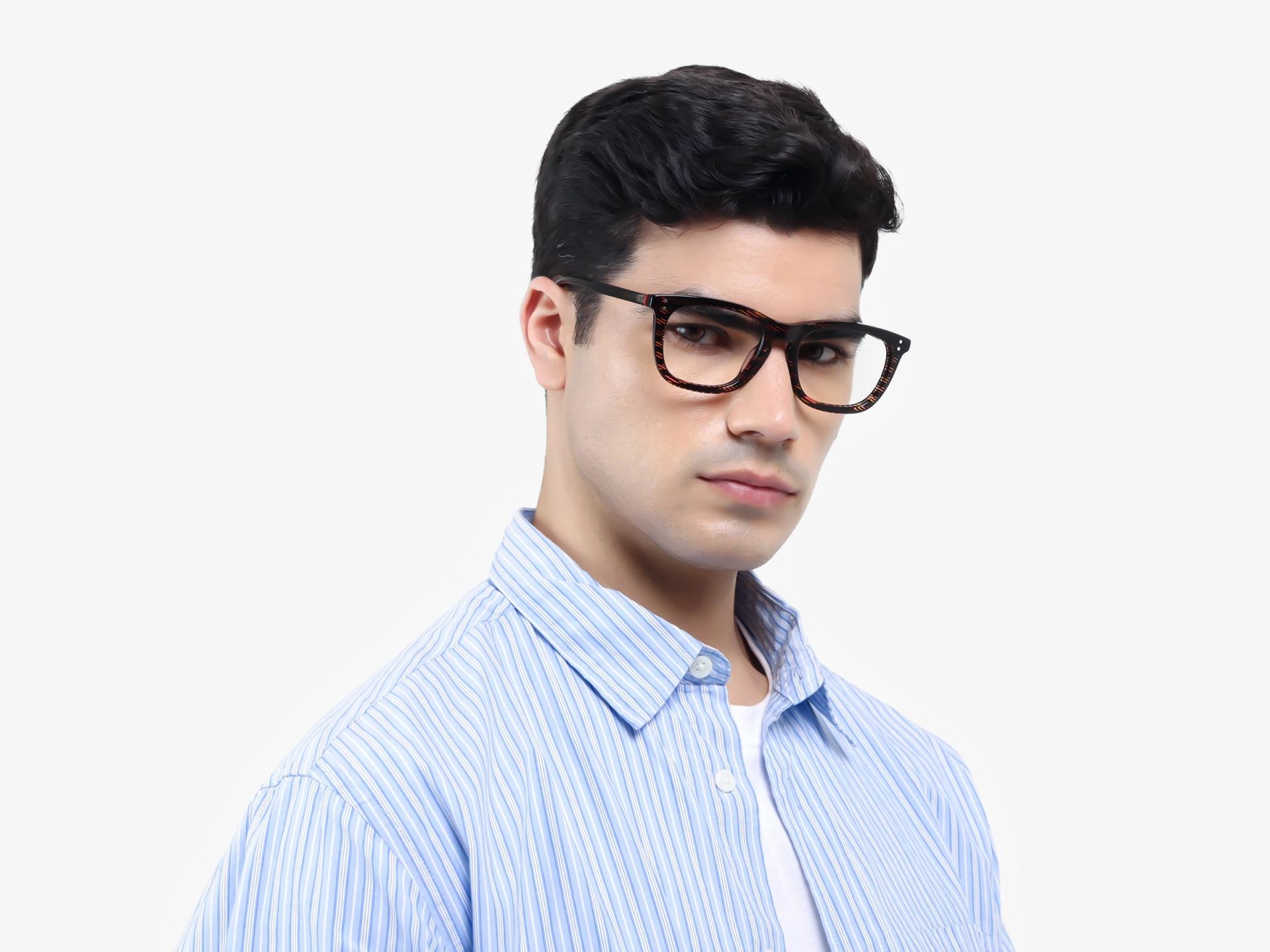 Black Maze Rectangular Keyhole Bridge Glasses