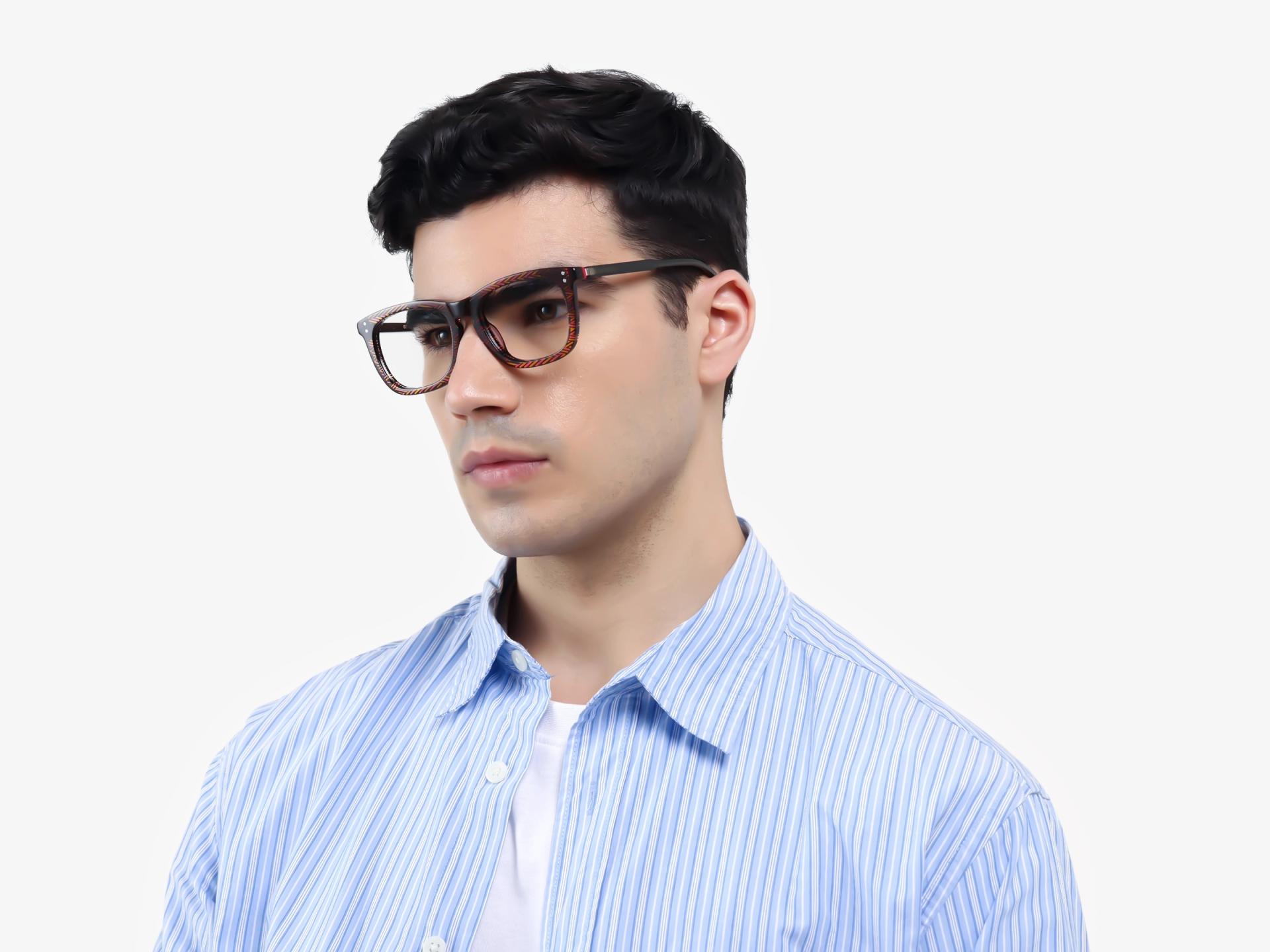 Black Maze Rectangular Keyhole Bridge Glasses