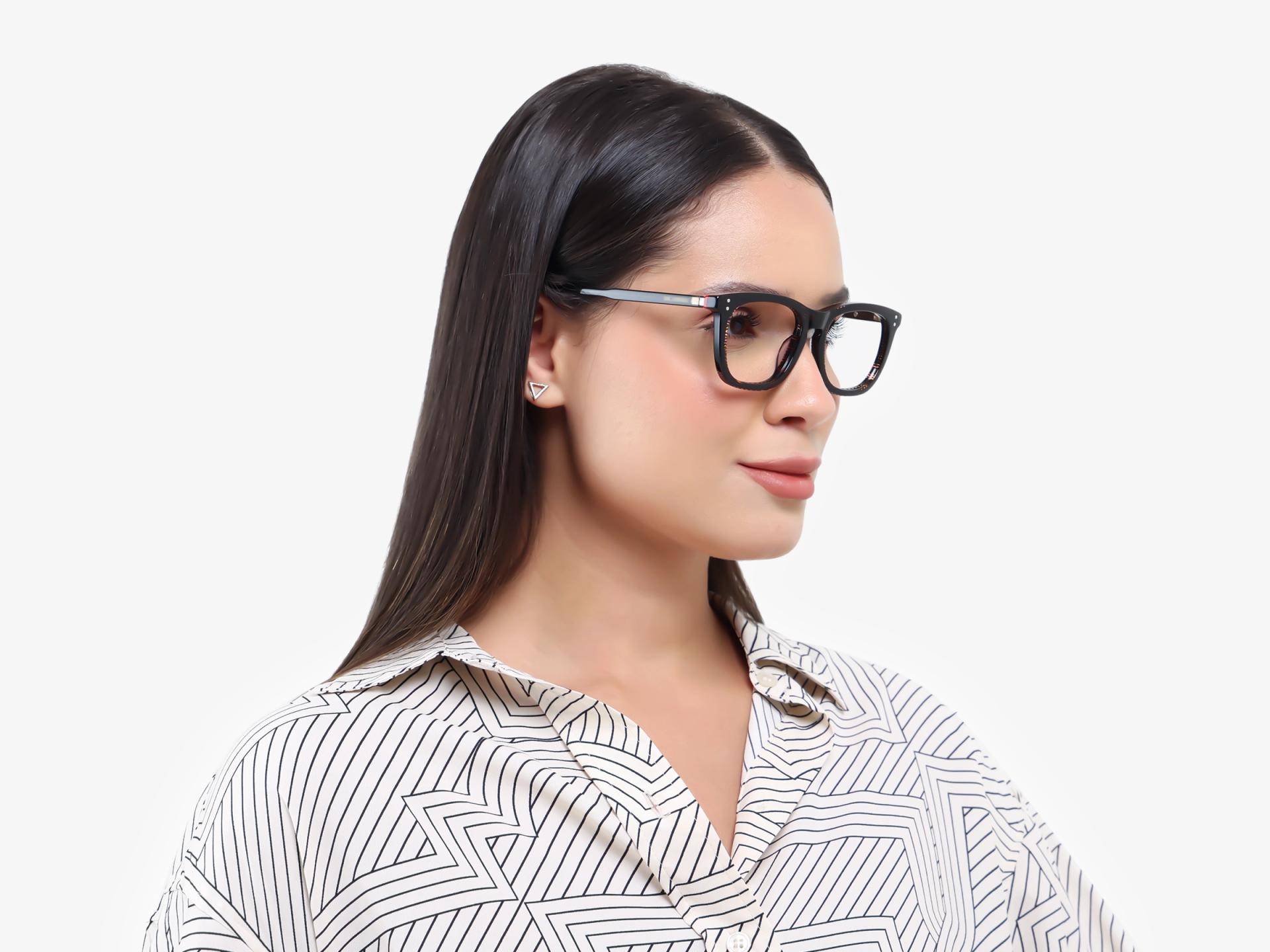 Black Maze Rectangular Keyhole Bridge Glasses