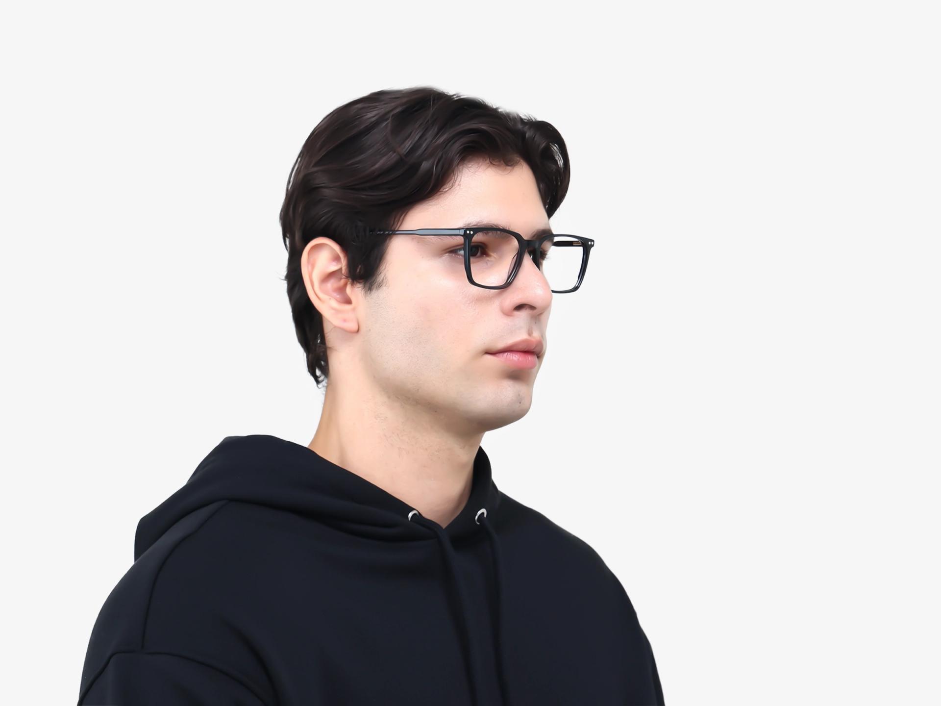 Black Square Frame With Yellow & Grey Clip-On