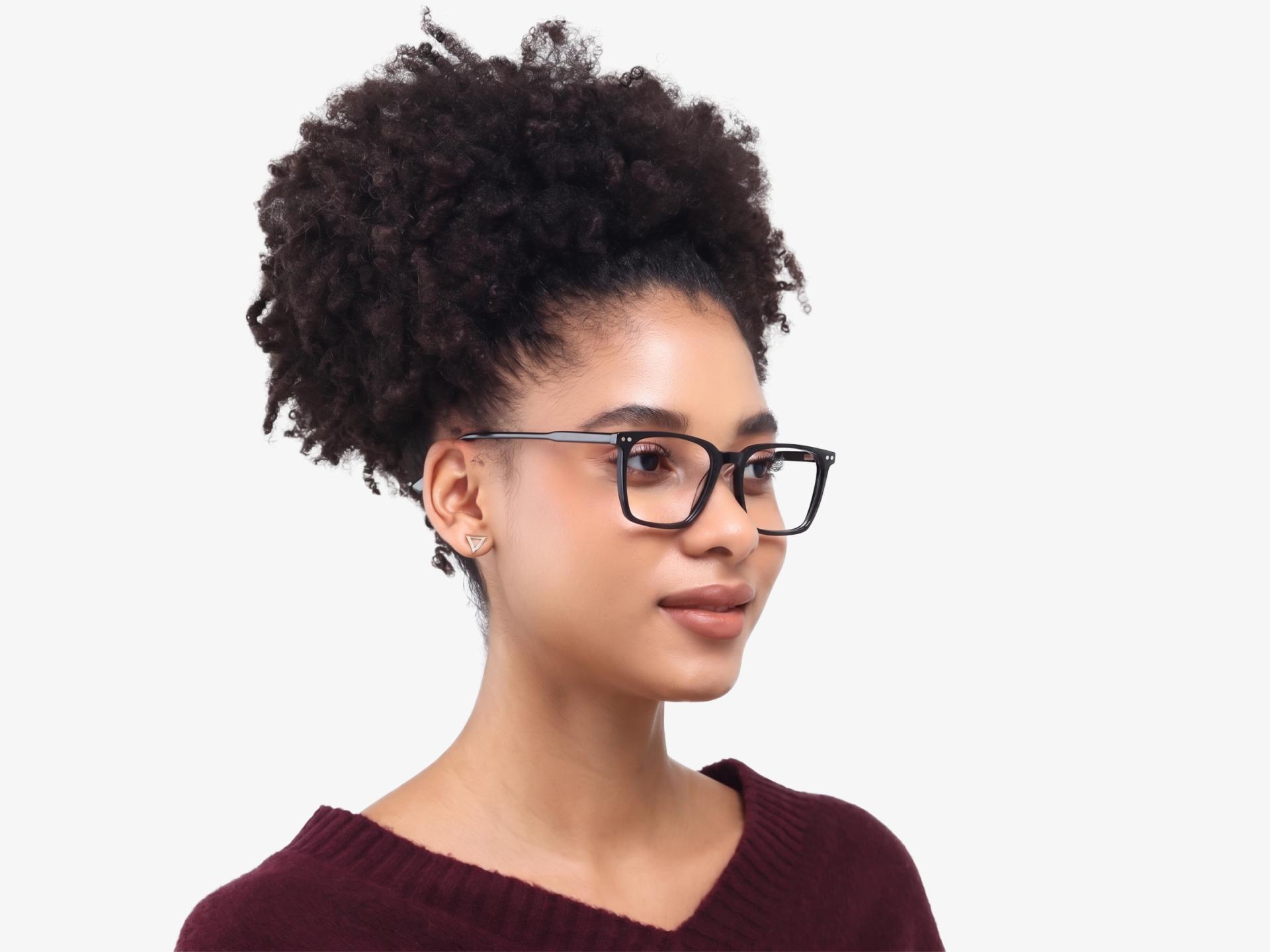 Black Square Frame With Yellow & Grey Clip-On