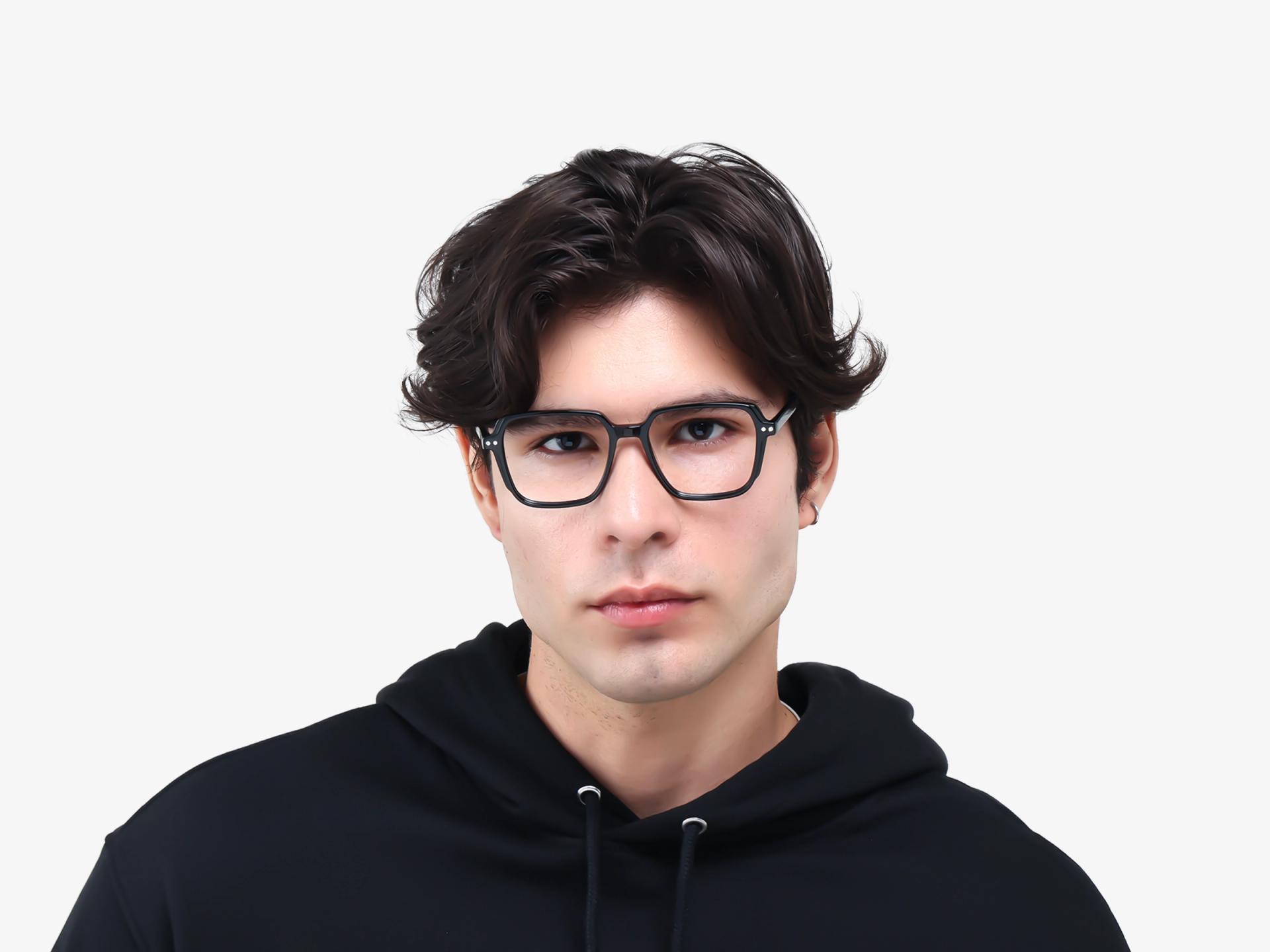 Black Clip-On Glasses – Magnetic Green & Yellow Lenses